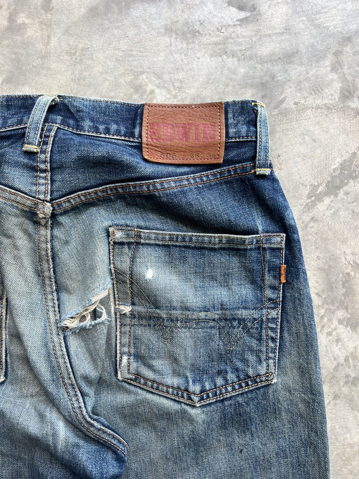 Edwin Vintage Edwin 505 Selvedge Distressed Denim Jeans Size US 31 - 4 Thumbnail
