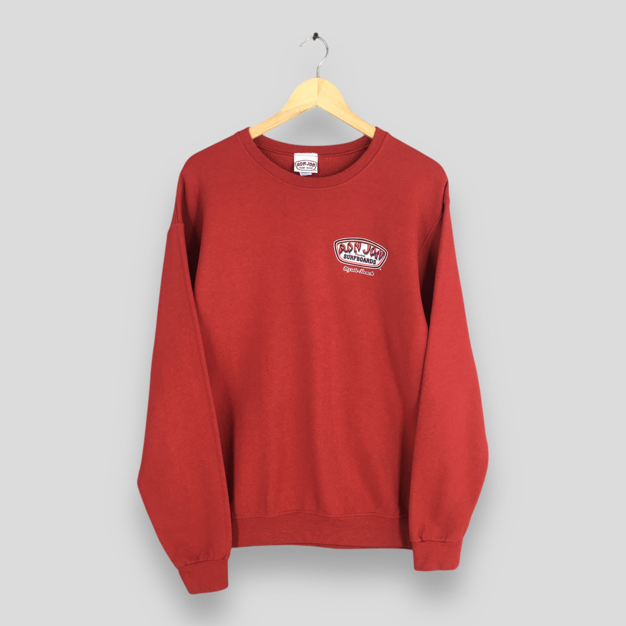 Ron Jon Surf Shop × Vintage Vintage Ron Jon Shop Surfboards Red Sweatshirt Large Size US L / EU 52-54 / 3 - 4 Thumbnail