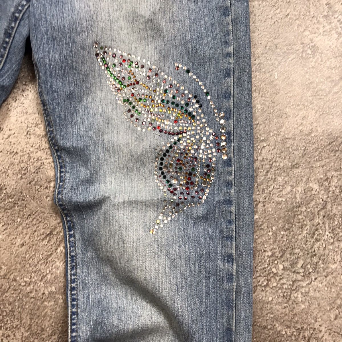 Vintage Vintage Y2K Distressed Flared Jeans Grunge Skate Cropped 28 Size 28" / US 6 / IT 42 - 4 Thumbnail