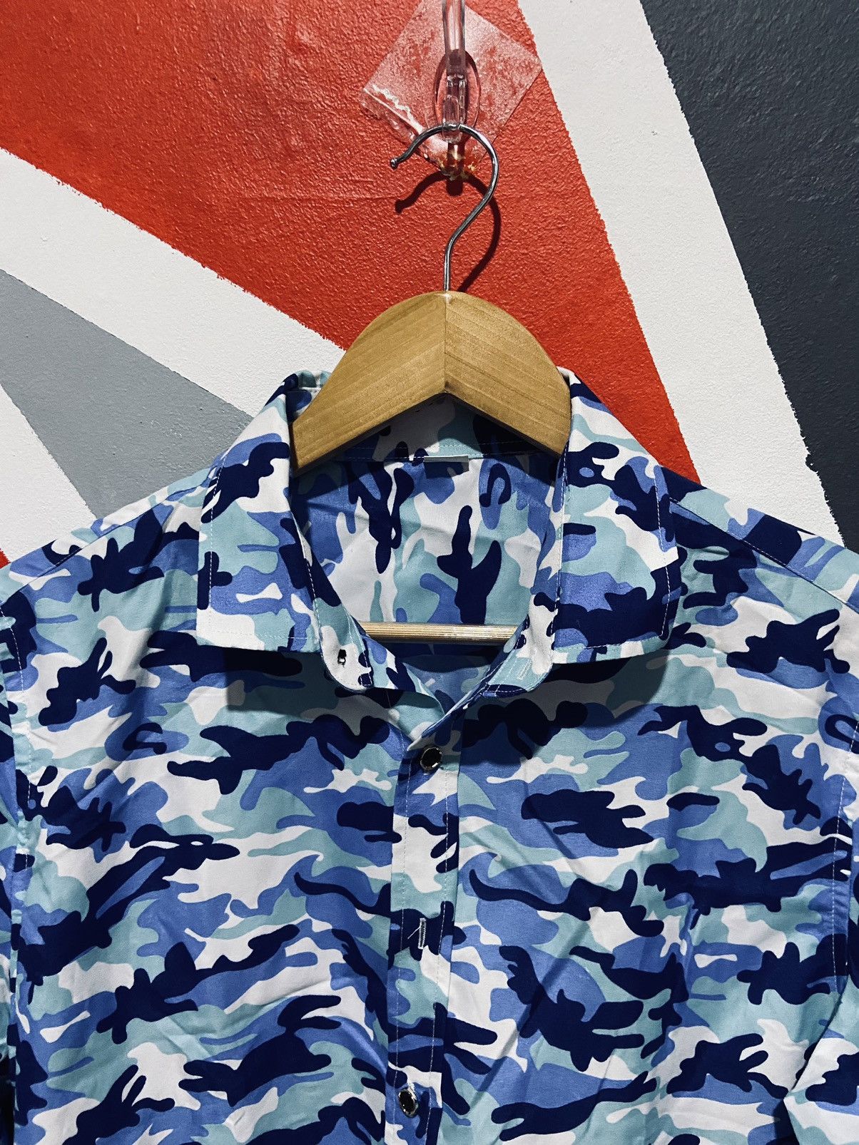 Japanese Brand Blue Camo Button Up Shirt Size US M / EU 48-50 / 2 - 4 Thumbnail