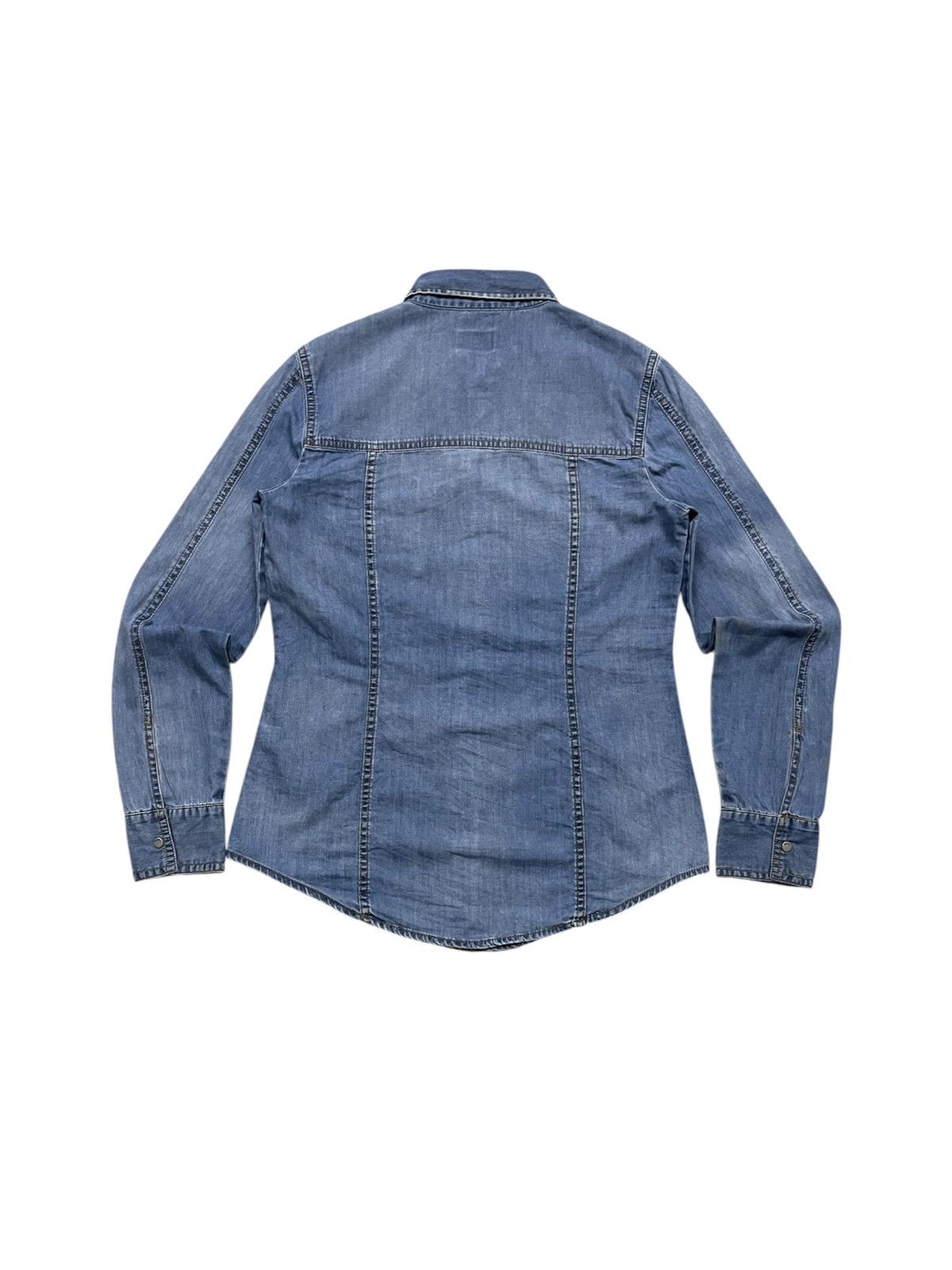 Diesel 2000s DIESEL BLUE DENIM BLOUSE WESTERN SNAP BUTTON SHIRT Size S / US 4 / IT 40 - 2 Thumbnail