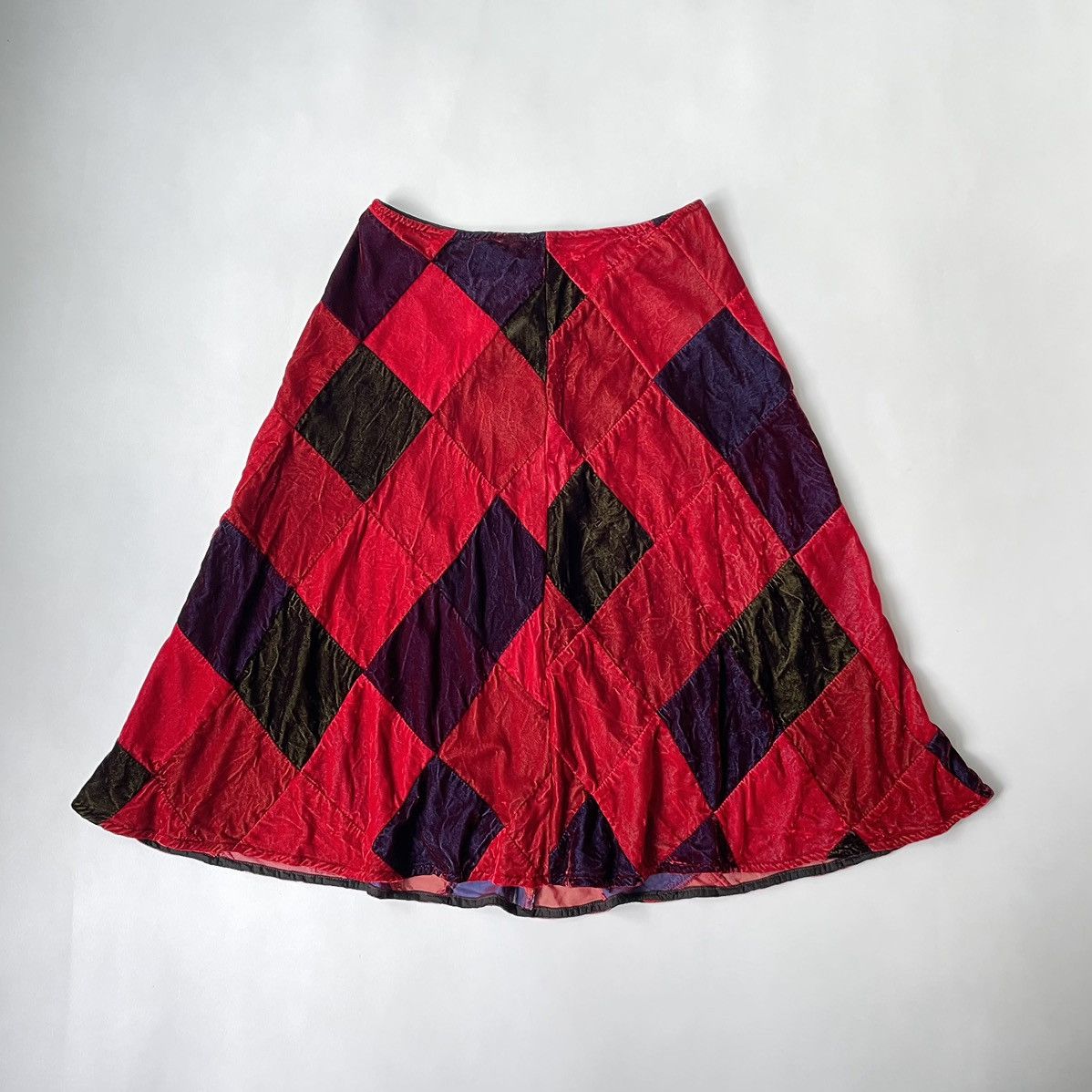 Comme des Garcons S/S 04 Patchwork Velvet Mid Skirt Size 26" / US 2 / IT 38 - 1 Thumbnail