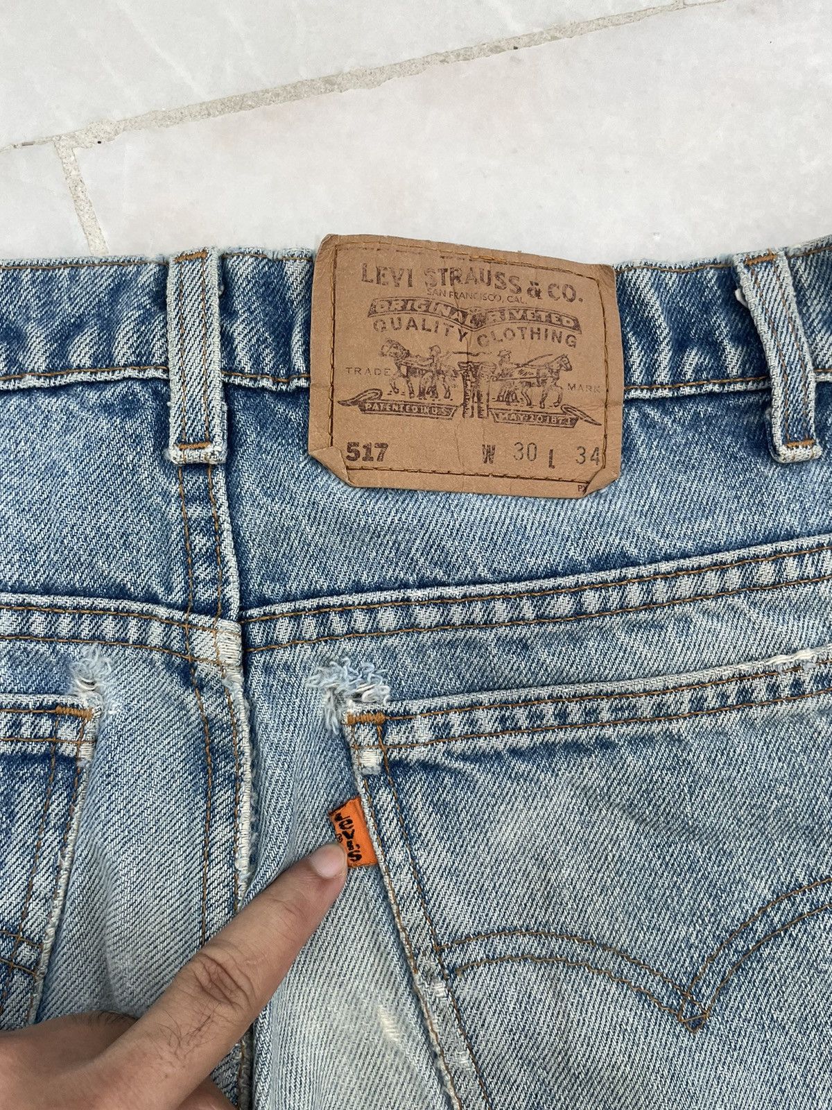 Levi's × Vintage Vintage Levis 517 Orange Tag Flare Jeans Size US 30 / EU 46 - 6 Thumbnail