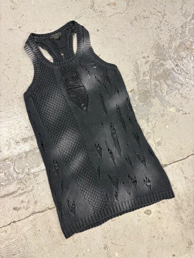 Diesel × Vintage Diesel Destroyed Black Wool Tank Top Size S / US 4 / IT 40 - 2 Thumbnail