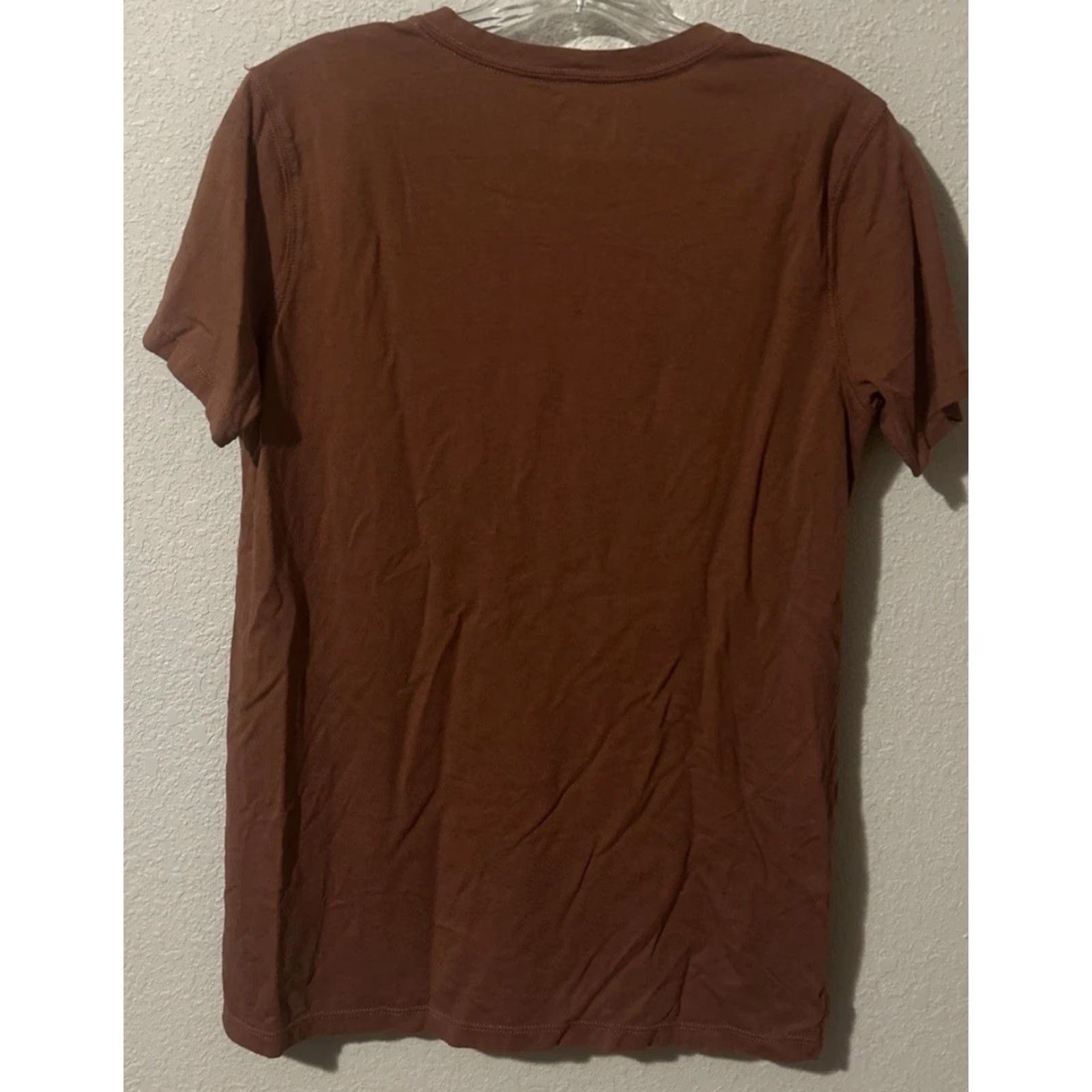 Carhartt Carhartt T-Shirt Shirt Women S V-Neck Short Sleeve Brown Relaxed Knit Cotton 1655 Size S / US 4 / IT 40 - 2 Thumbnail