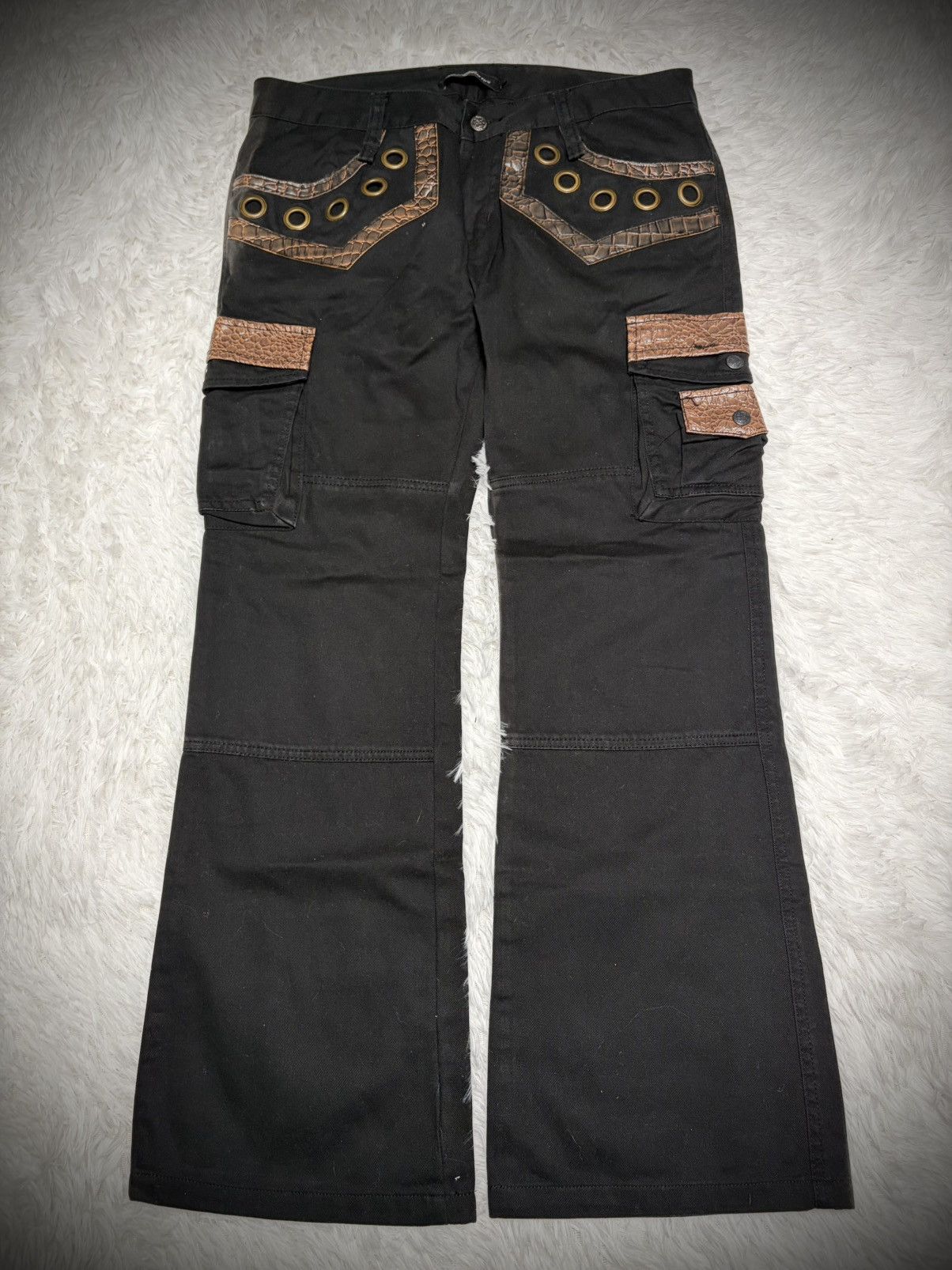 Tornado Mart Rare Root Three crocodile flared cargo pants Size US 33 - 1 Thumbnail