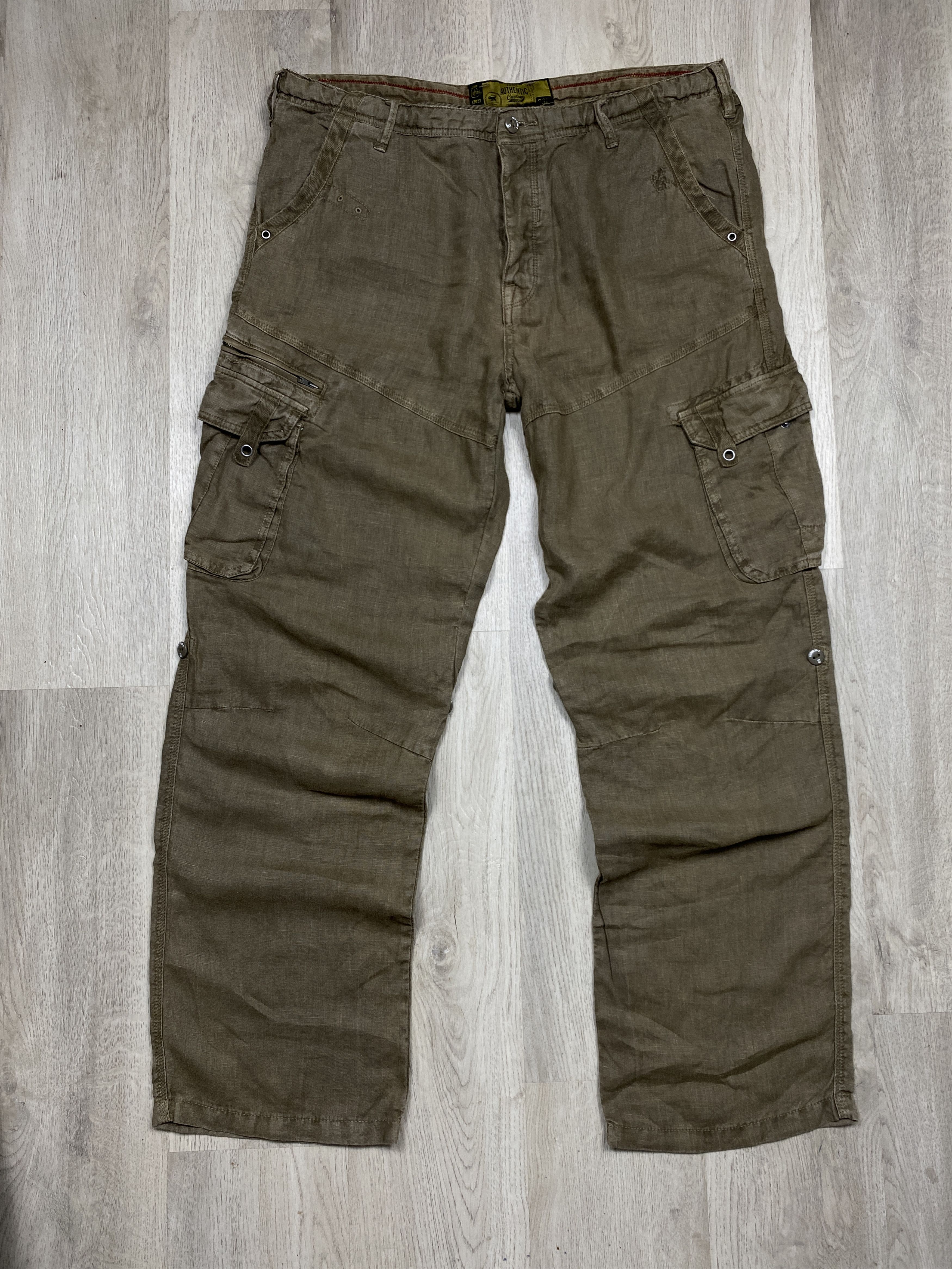 Pre-owned 20471120 X Vintage Linen Multipocket Baggy Cargo Military Bondage Pants