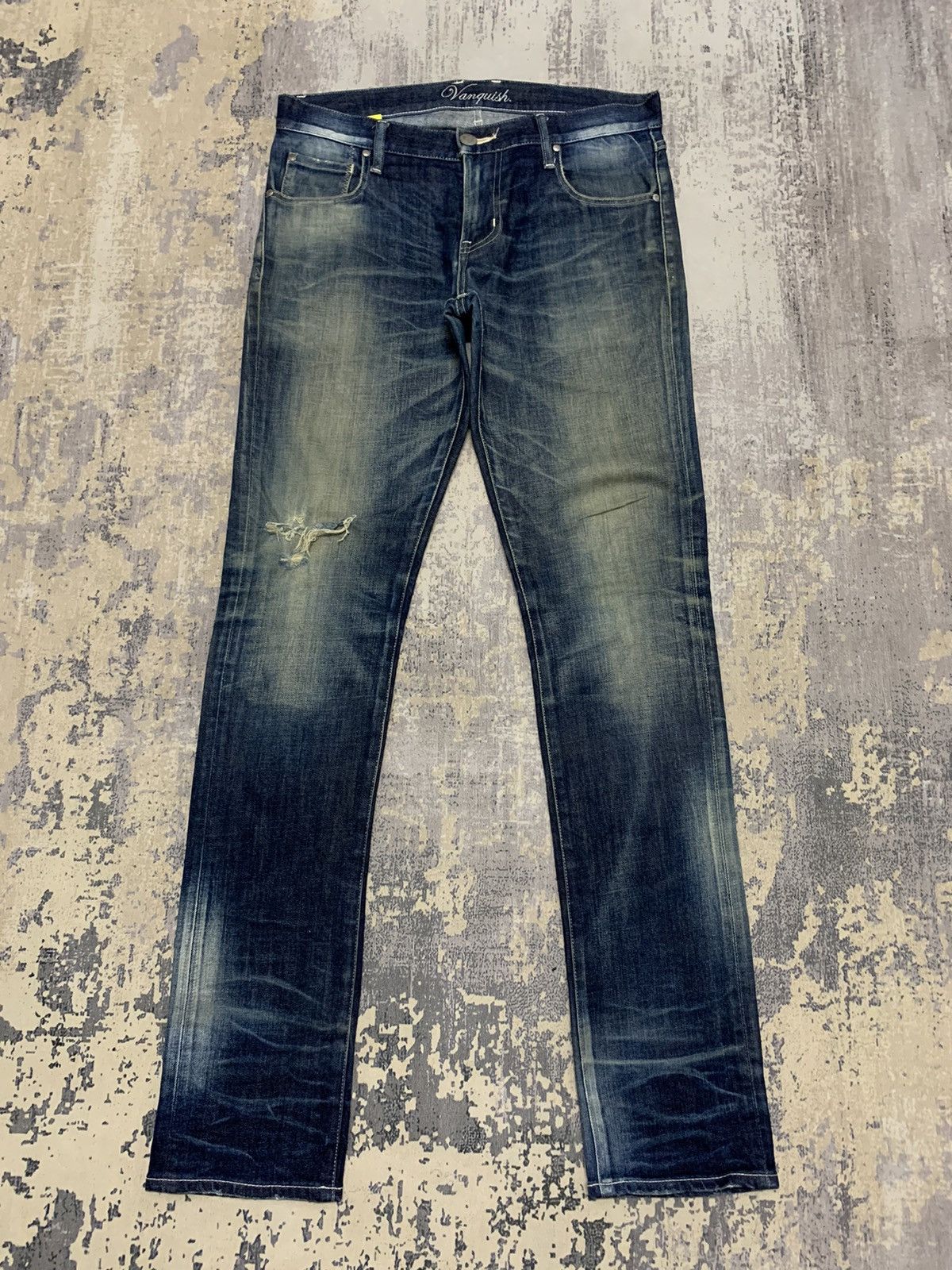 image of Fragment Design x Hysteric Glamour Vanquish Japan Distressed Faded Rusty Denim Jeans 33X34 in Blue