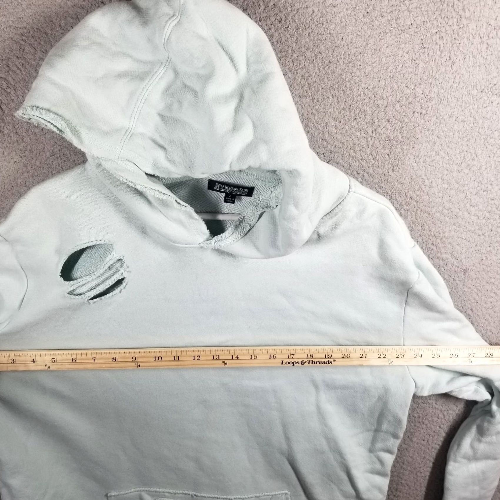 Elwood Elwood Hoodie Mens Large Mint Distressed Grunge Cotton Fleece Hooded Pullover Size US L / EU 52-54 / 3 - 6 Thumbnail