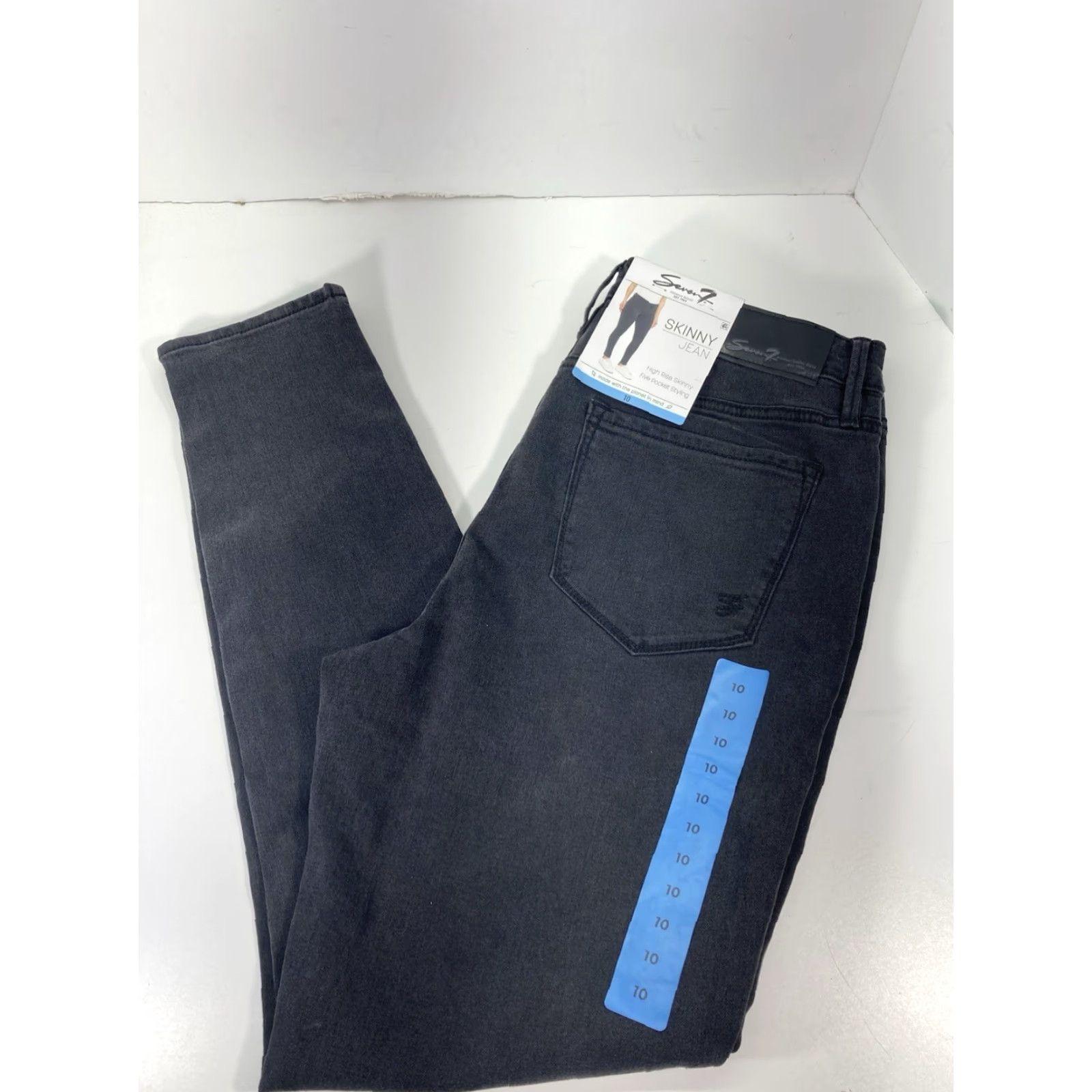 Vintage Seven7 Skinny Jeans Women Size 10 30x30 Black Denim High Rise Stretch NWT Size 32" / US 10 / IT 46 - 2 Thumbnail