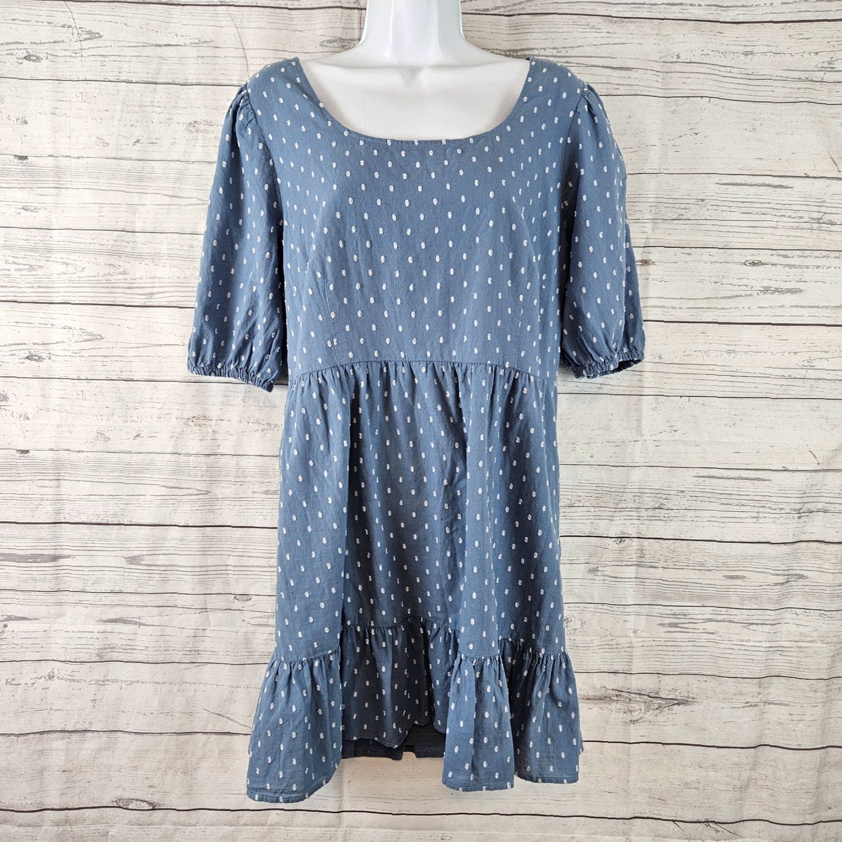 Ann Taylor LOFT Dress Womens Sz 14 Blue White Cotton Clip Tie Back Flounce  Swing - ilac.rochib.com
