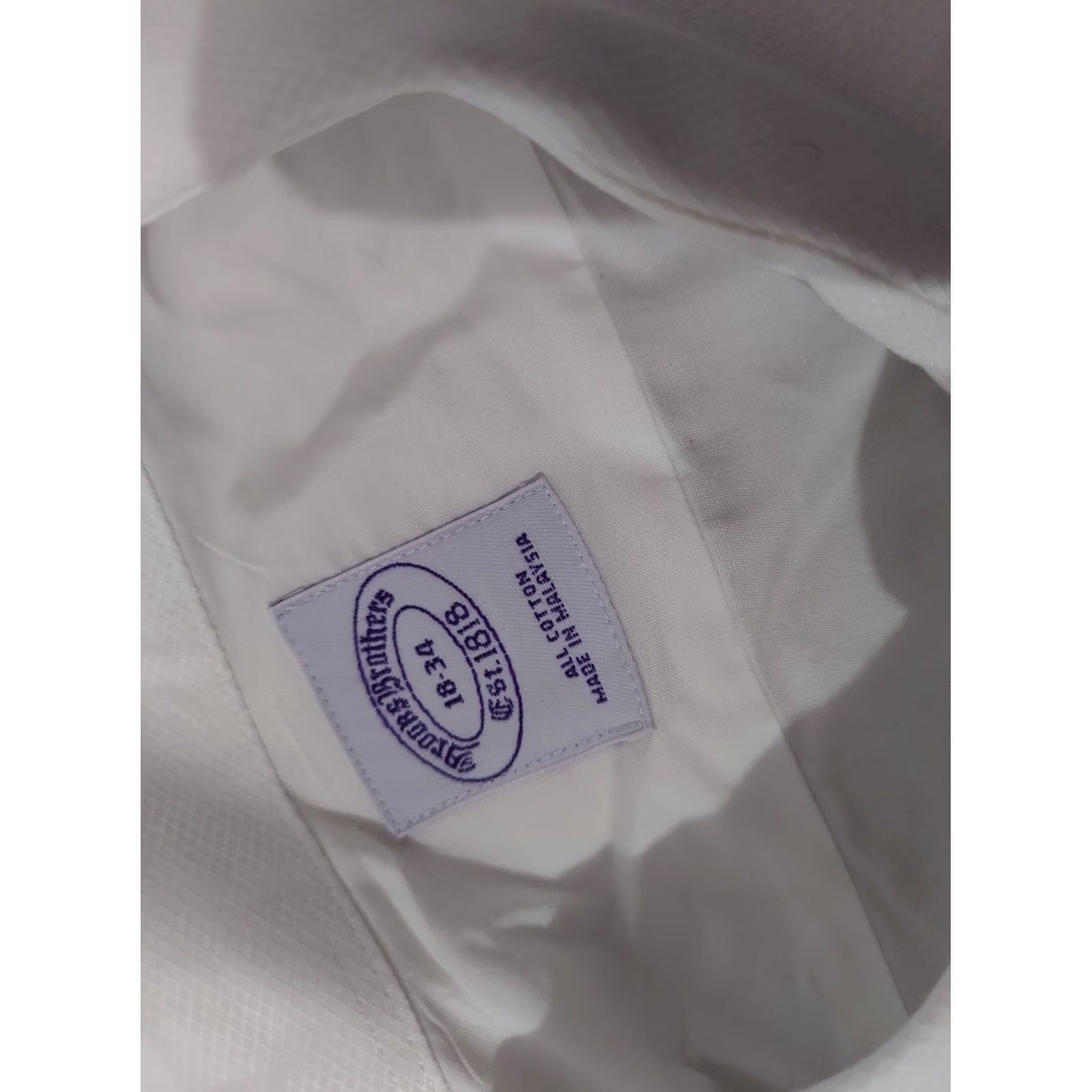 Brooks Brothers Brooks Brothers Dress Shirt Mens 18 34 White Cotton Button Shirt Size 48R - 3 Thumbnail