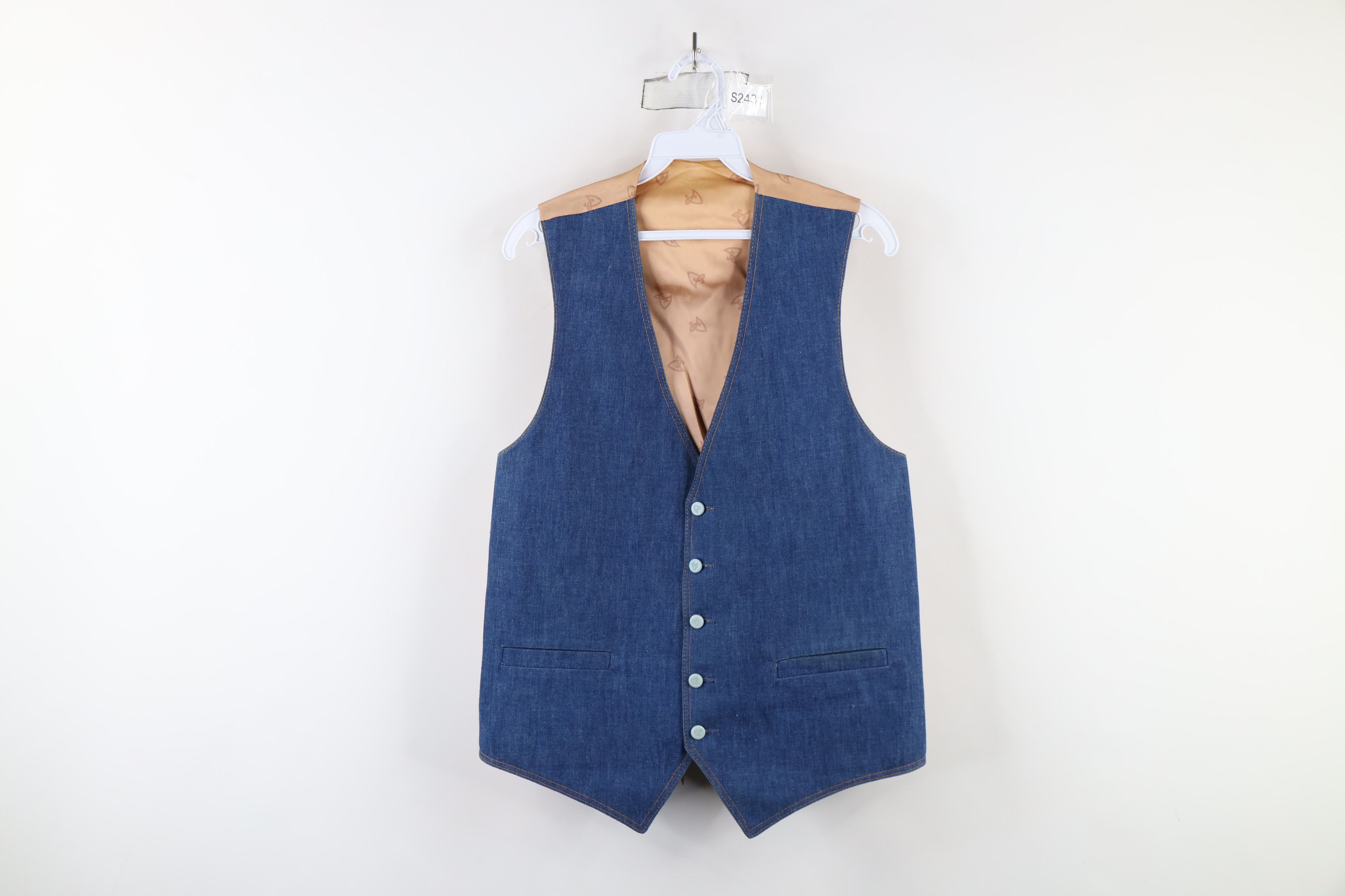 Vintage Vintage 70s Streetwear Back Denim Jean Vest Jacket Blue USA Size US M / EU 48-50 / 2 - 1 Thumbnail