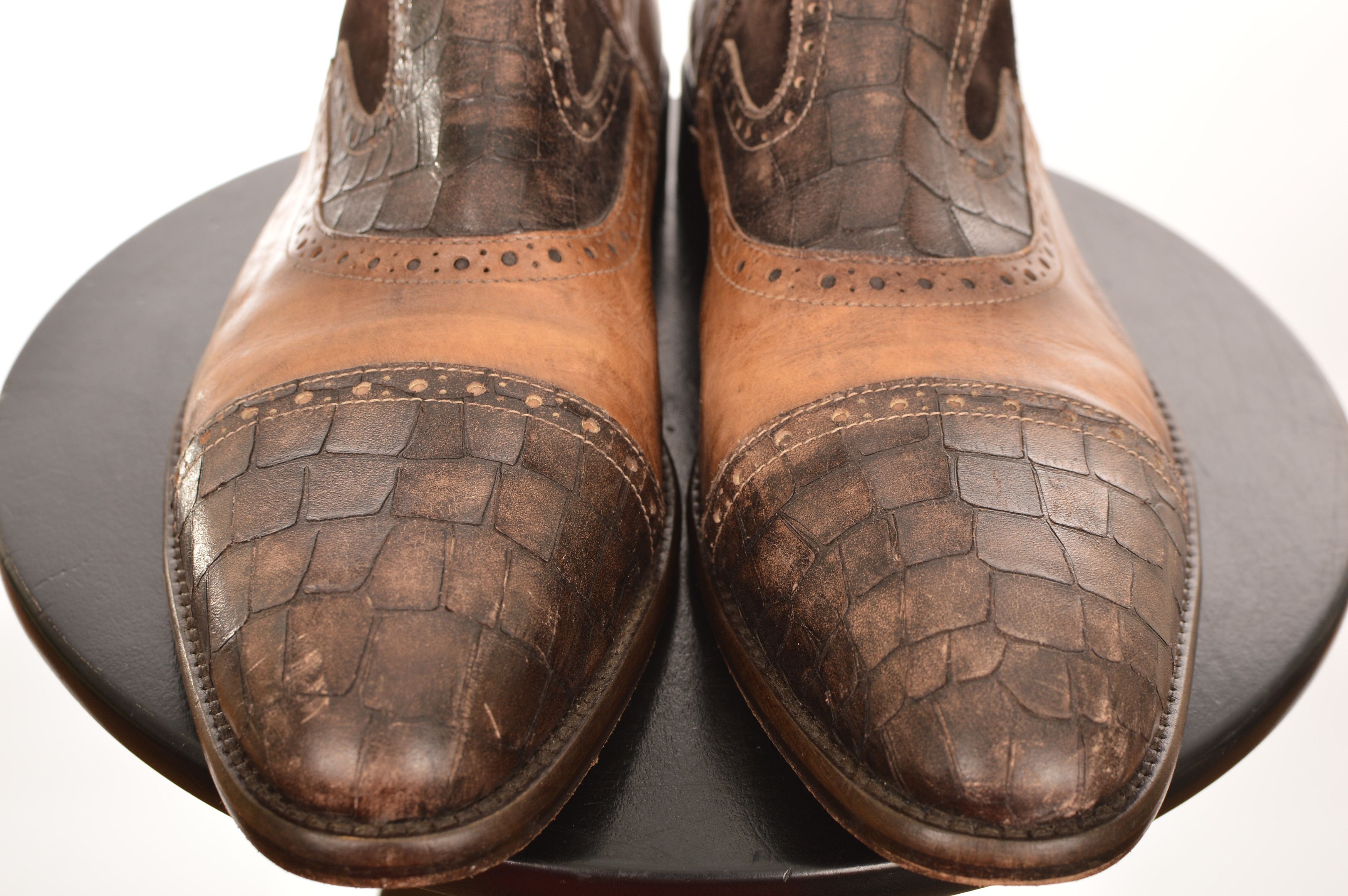 Jo Ghost Jo Ghost Brown Leather Croc Boots Size US 6 / EU 39 - 3 Thumbnail