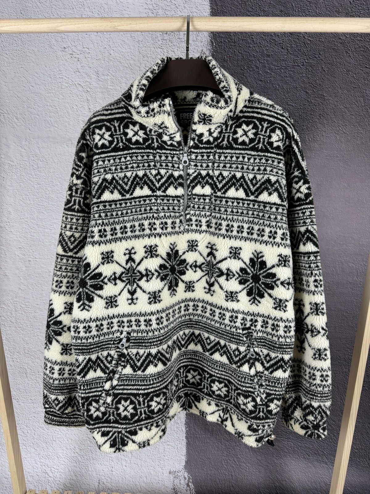 Vintage Vintage 90s Full Print half zip riri American fleece Size US M / EU 48-50 / 2 - 1 Thumbnail