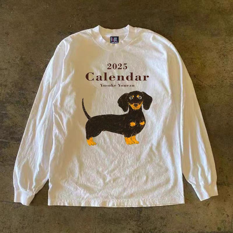 Japanese Brand × Vintage White street trend puppy print long sleeve tee Size US L / EU 52-54 / 3 - 1 Thumbnail