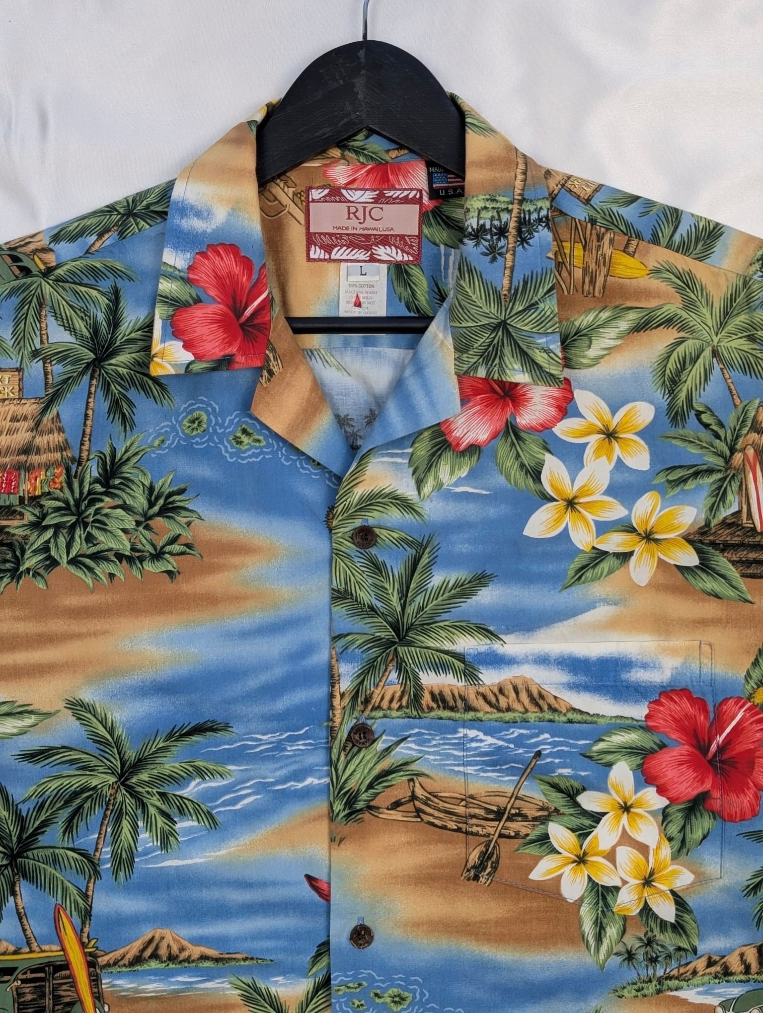 Vintage RJC Hawaii USA Shirt woody surf car summer vintage fullprint Size US L / EU 52-54 / 3 - 2 Thumbnail