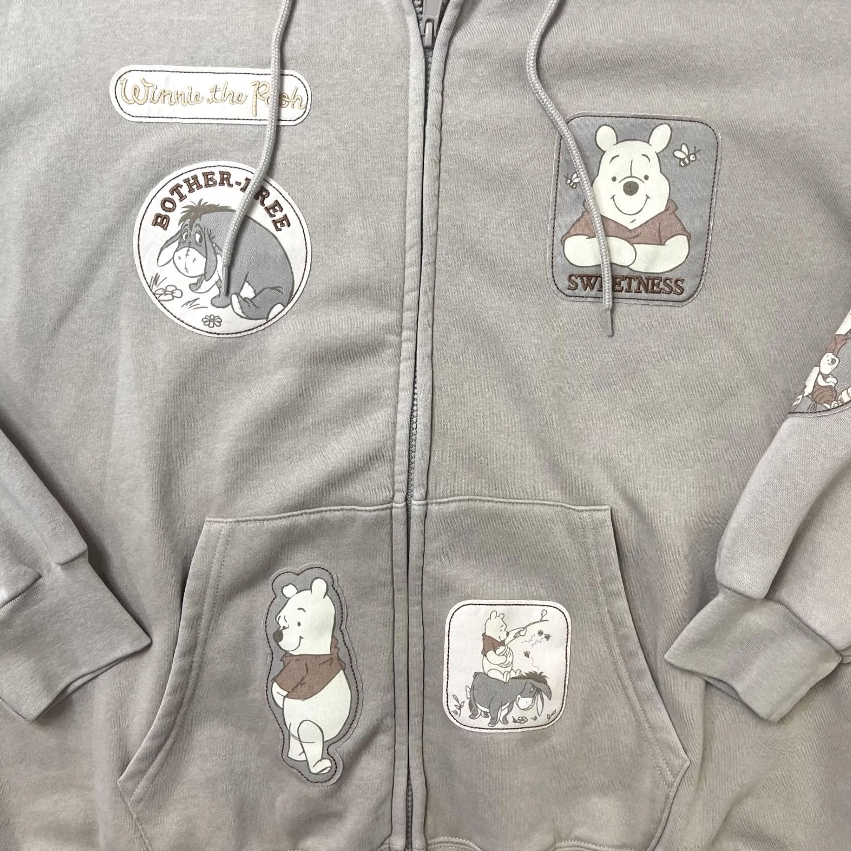 Vintage Winnie the Pooh Hoodie Mens 2XL Gray Full Zip Eeyore Graphic Sweatshirt Size US XXL / EU 58 / 5 - 2 Thumbnail