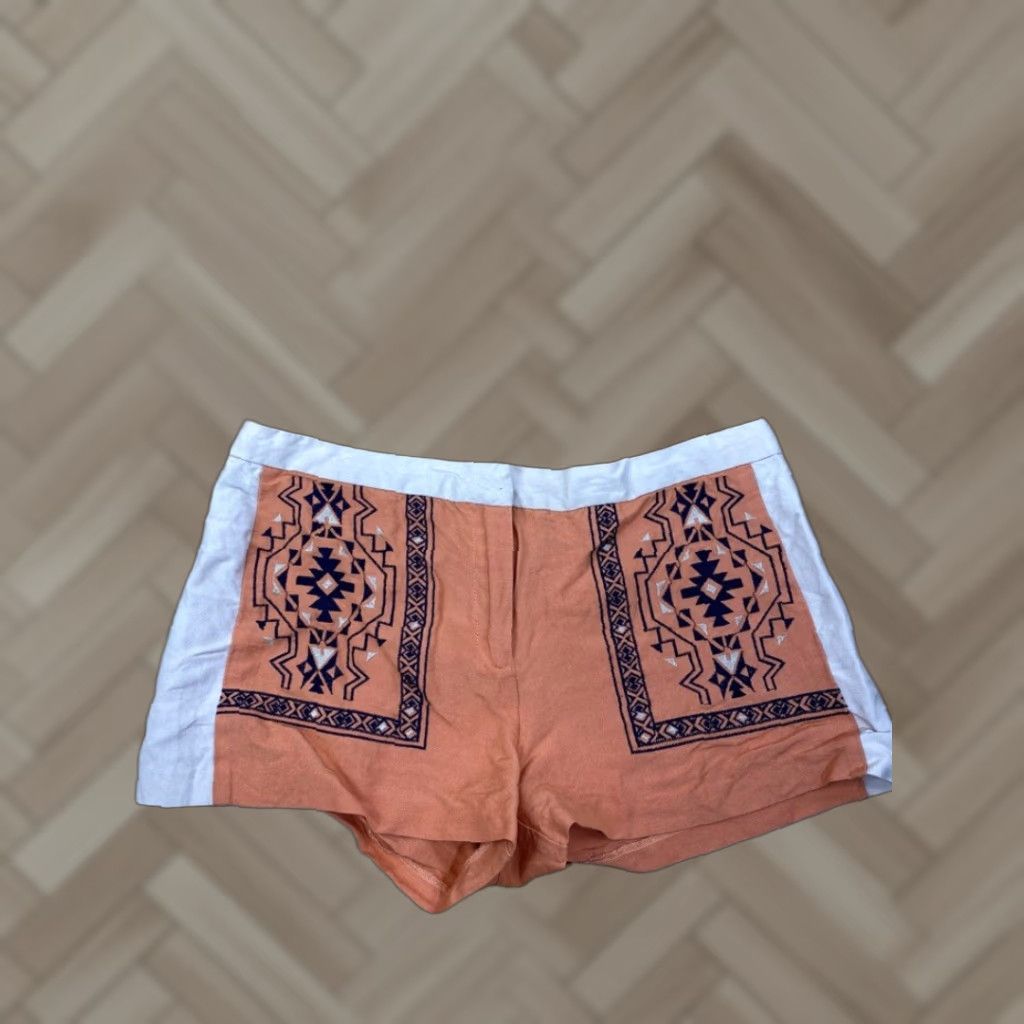 Vintage Paris & Me Shorts Women L Linen Blend Orange Burnt - Casual Bottoms Size 36" / US 14 / IT 50 - 1 Thumbnail