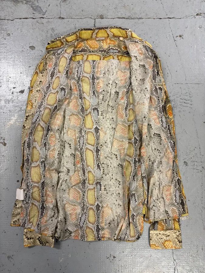 John Galliano SS2012 John Galliano Yellow Python Snake Print Silk Shirt Size US S / EU 44-46 / 1 - 7 Thumbnail