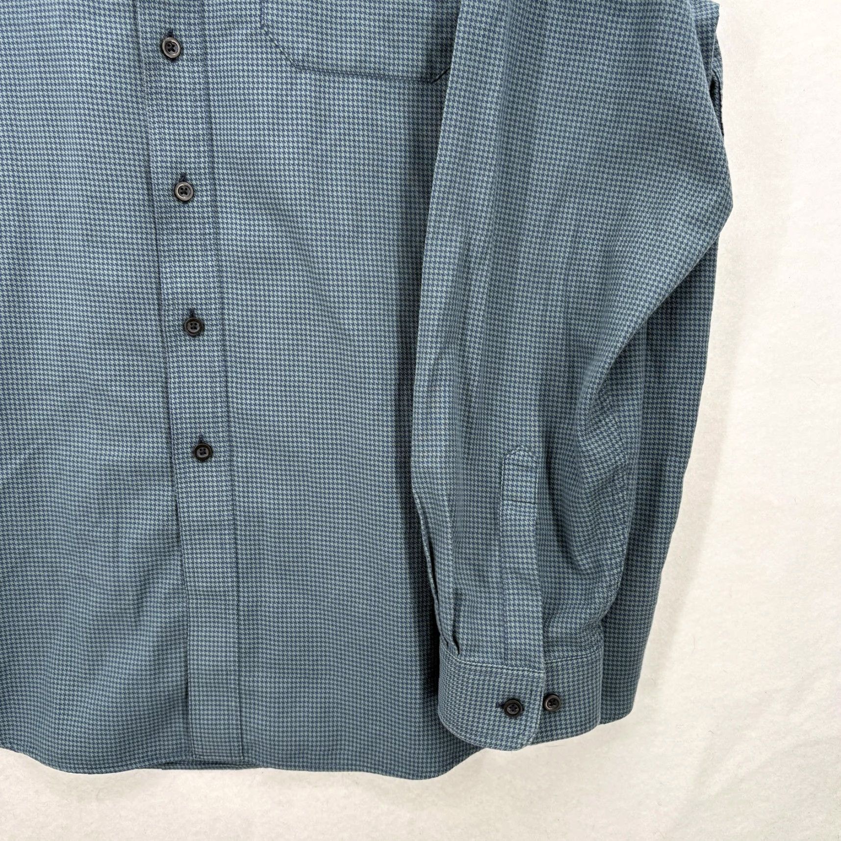 Vintage L.L. Bean Shirt Mens 2XL Blue Green Houndstooth Traditional Fit Cotton Camp Trail Button-Up Pockets Size US XXL / EU 58 / 5 - 3 Thumbnail