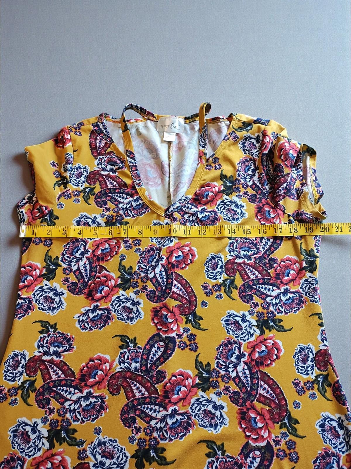 Other Just Be Size Large Yellow Floral Print Blouse Size L / US 10 / IT 46 - 6 Thumbnail