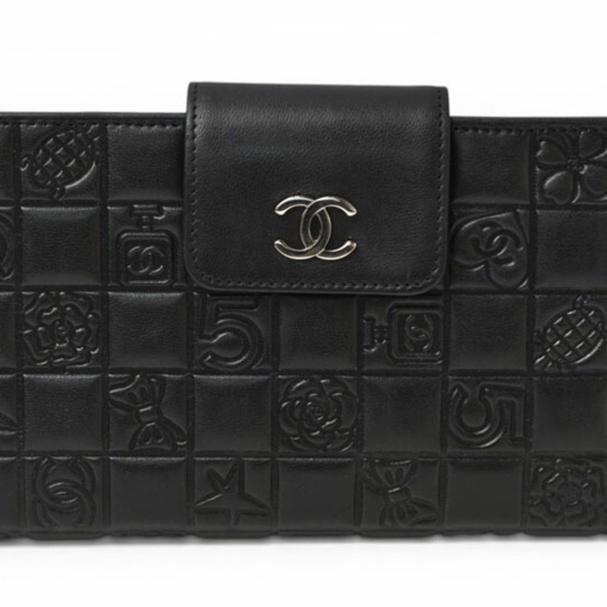 Chanel Chanel Long Wallet Lambskin Icon Black Size ONE SIZE - 1 Thumbnail