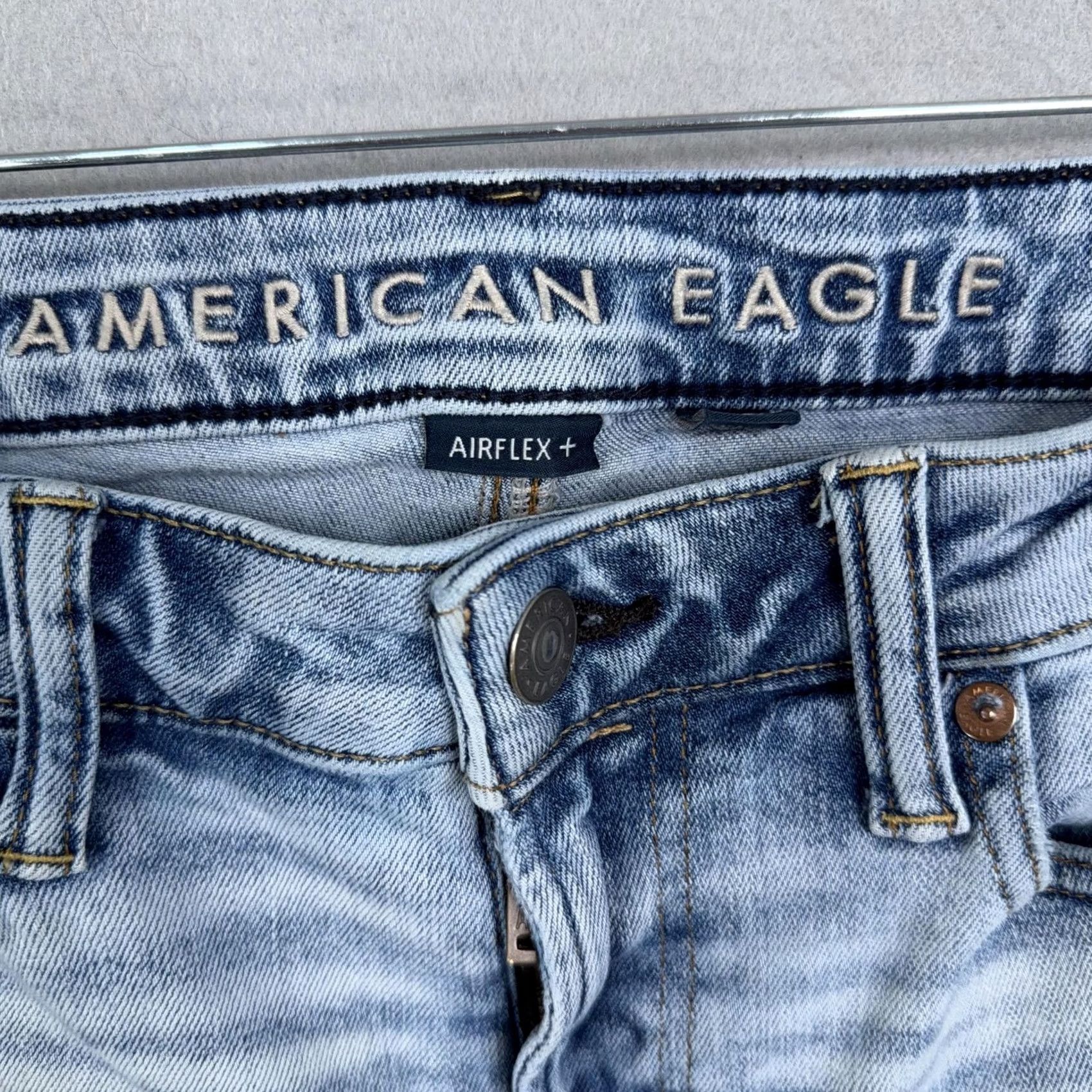 American Eagle Outfitters American Eagle Outfitters Jeans Mens Slim Straight Airflex+ Light Wash Denim Stretch 30x34 Blue Cotton Polyester Regular Zip Five Pocket Size US 30 / EU 46 - 3 Thumbnail