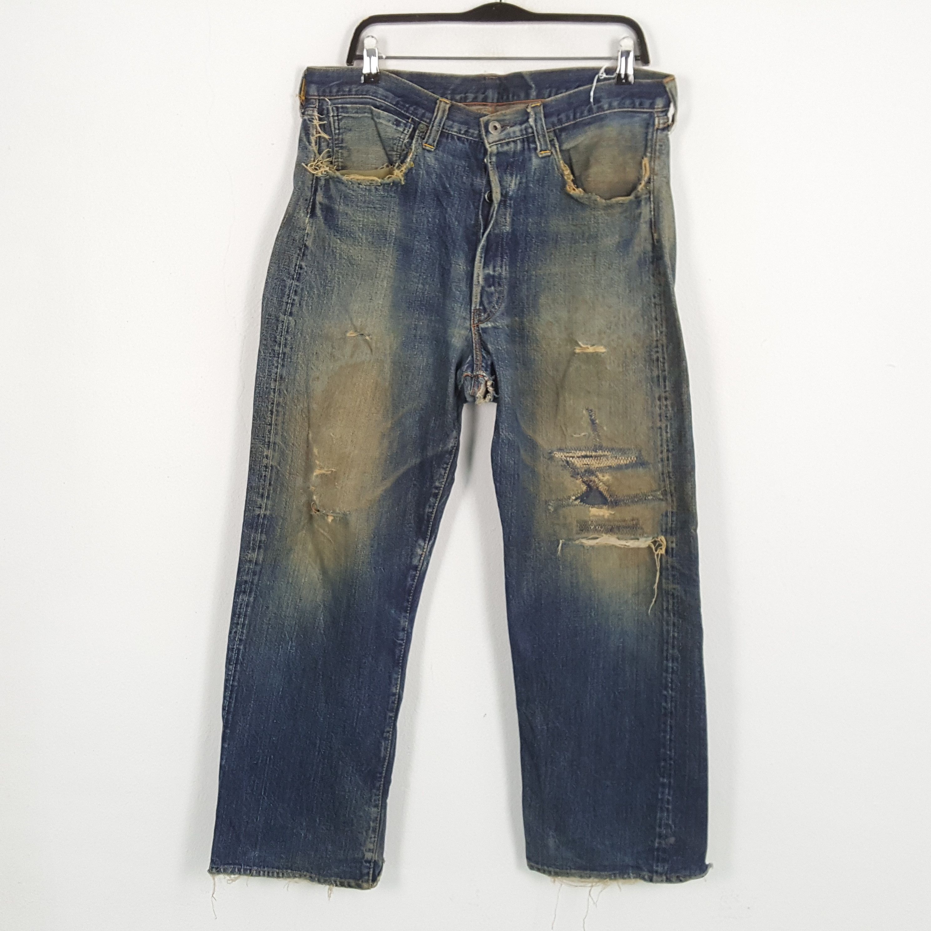 The Real McCoy's × Vintage MC COYS Japanese Streetwear Style Distressed Jeans Size US 35 - 1 Thumbnail