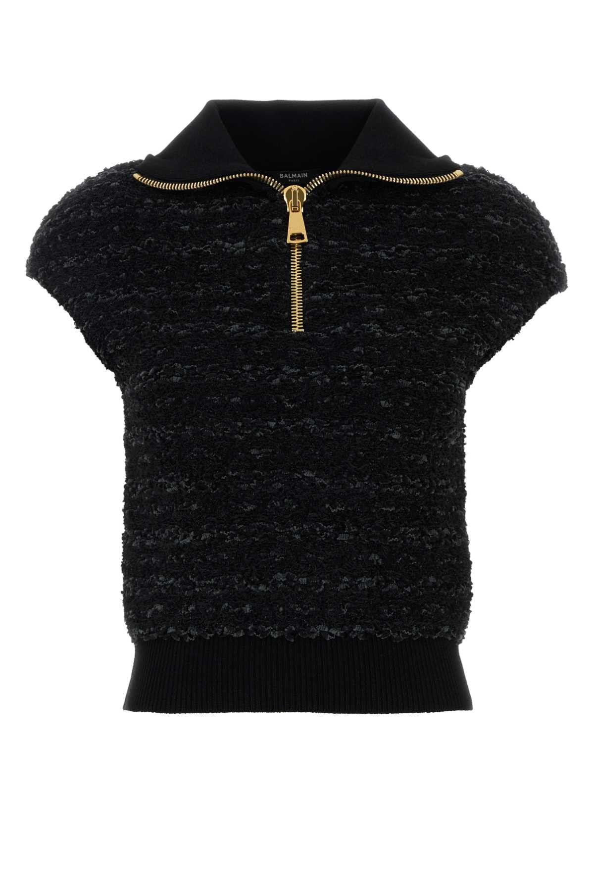 Balmain Melange Black Boucle Vest Size S / US 4 / IT 40 - 1 Thumbnail