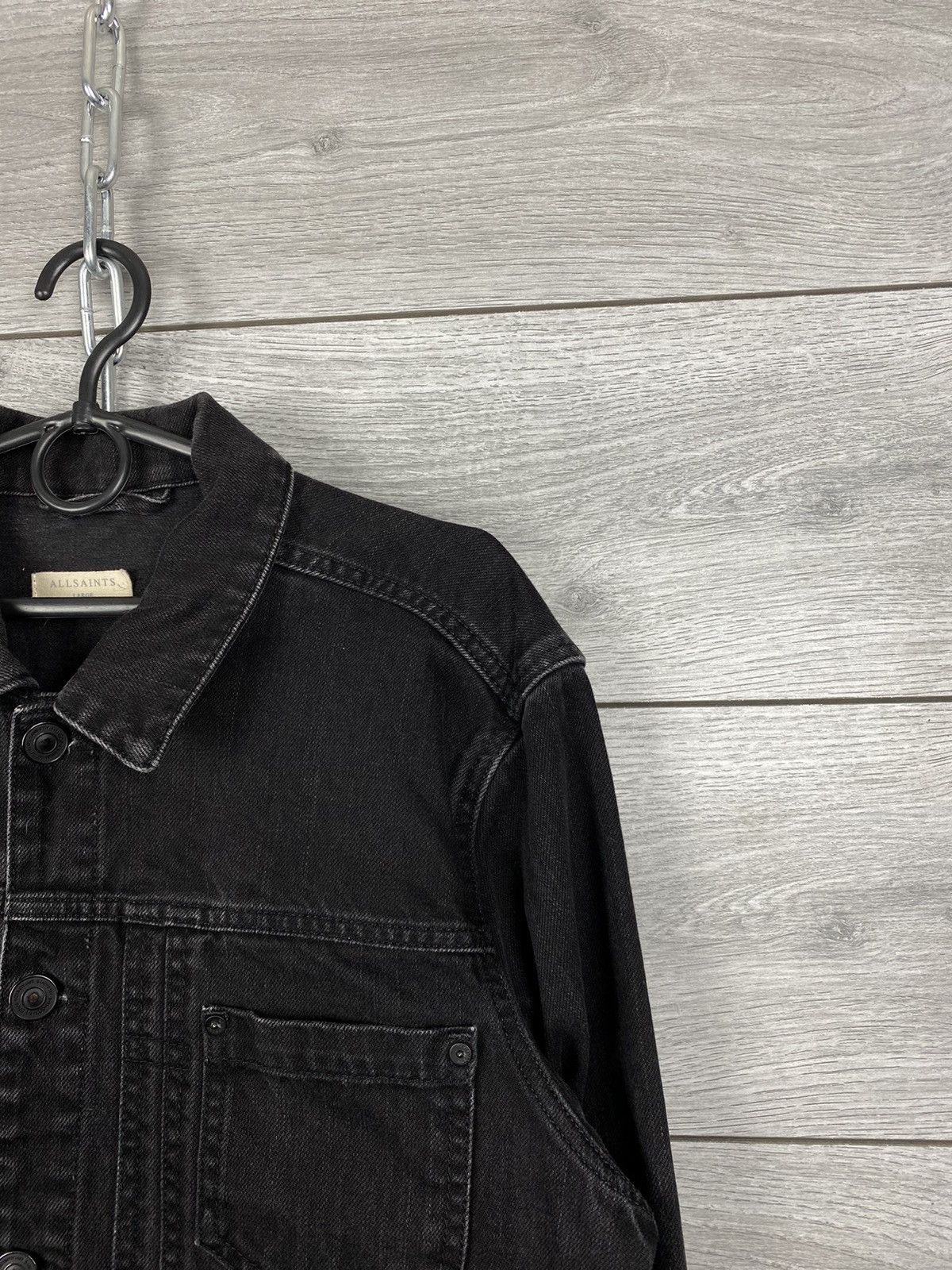 Allsaints Mens Allsaints Washed Black Denim Jacket Size US L / EU 52-54 / 3 - 3 Thumbnail