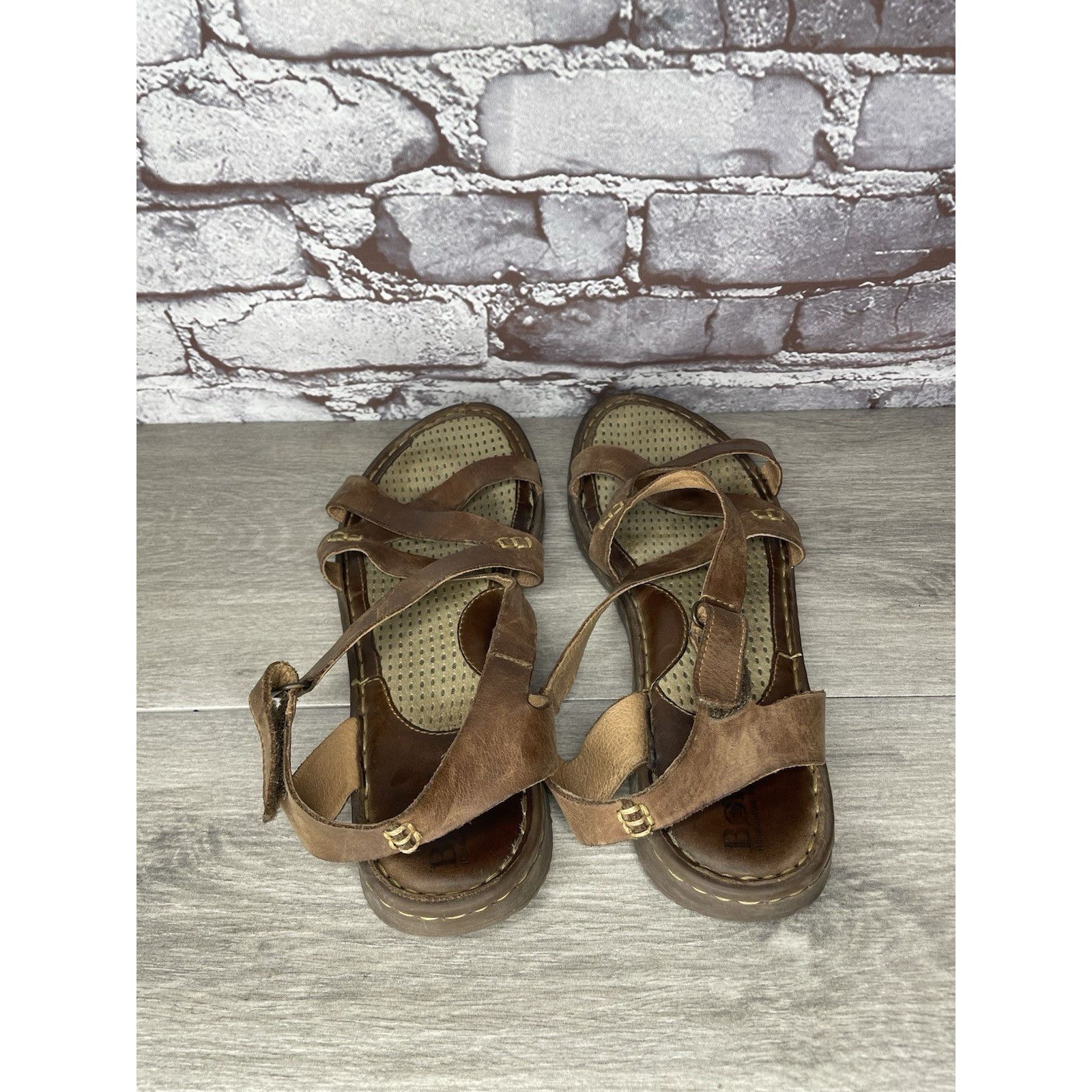 Born Born Handcrafted Brown Leather Strappy Casual Sandals Women’ Size US 10 / IT 40 - 14 Thumbnail