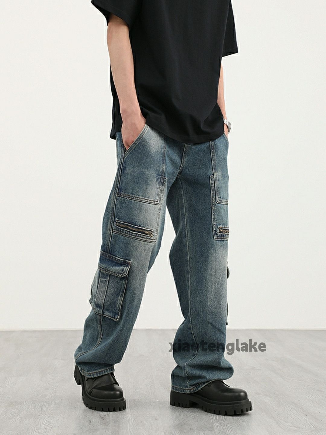 Jean × Vintage washed faded loose baggy skate hiphop cargo pants Size US 30 / EU 46 - 5 Thumbnail