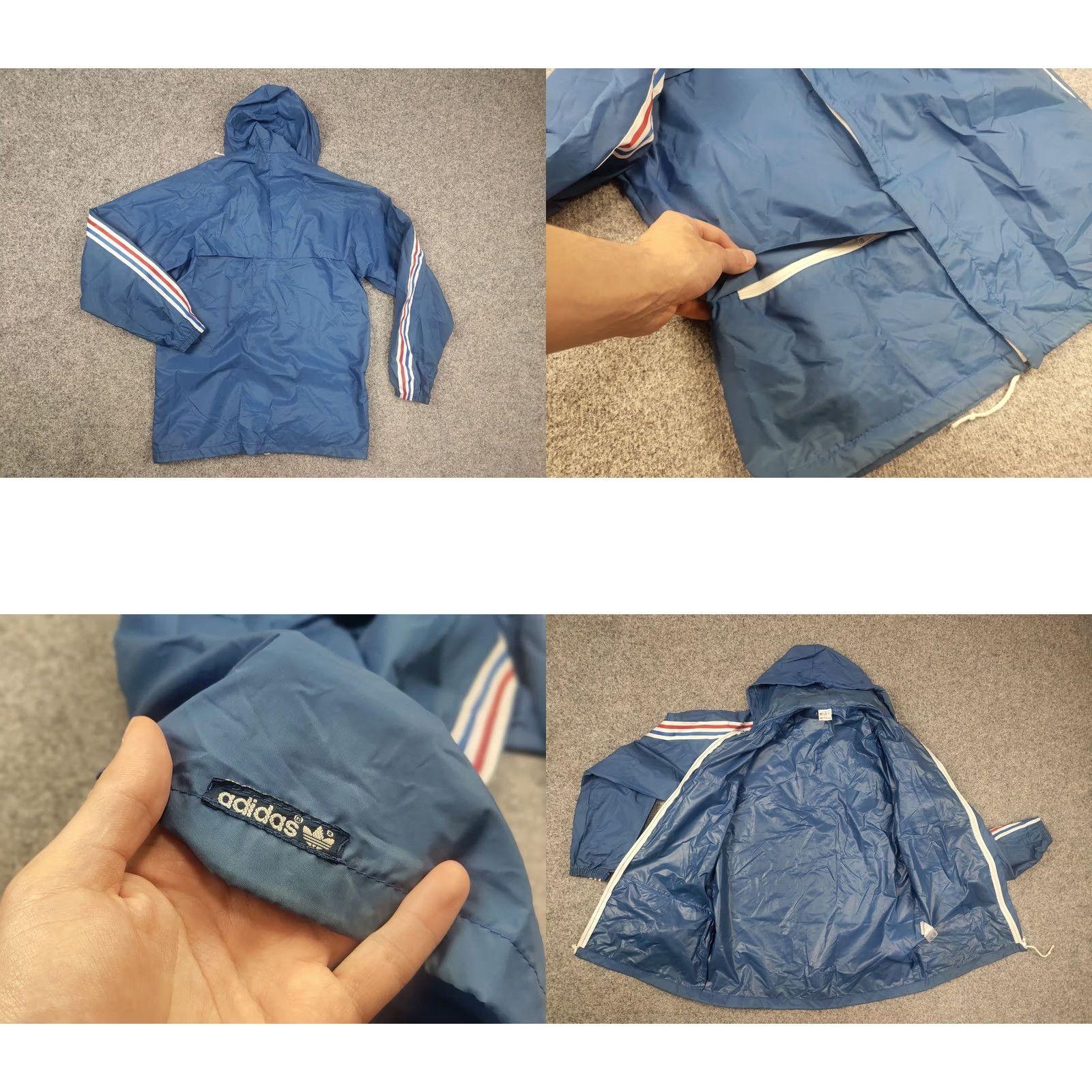 Adidas VINTAGE Adidas Originals windbreaker Blue France Zip Hooded jacket Size US S / EU 44-46 / 1 - 8 Thumbnail