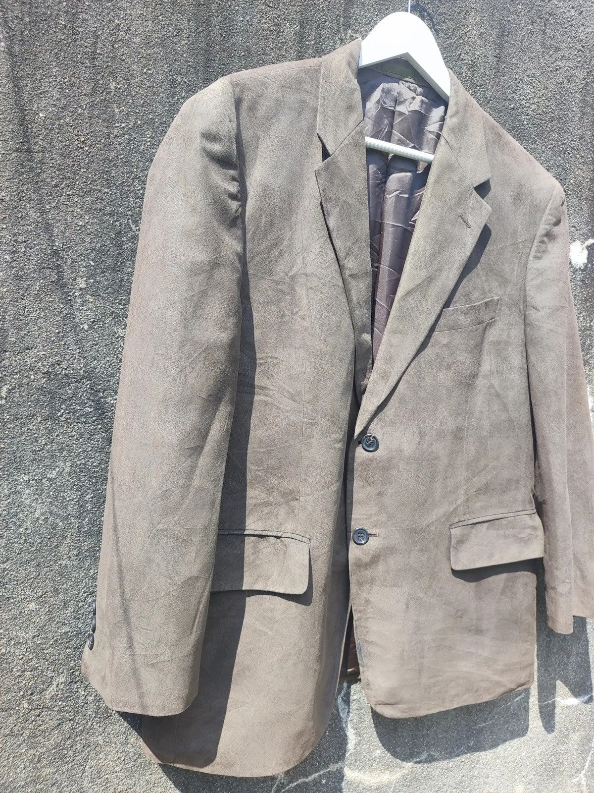 Designer × Japanese Brand × Kansai Yamamoto SISSY by Kansai Yamamoto Brown Suede-Look Blazer Size 44R - 3 Thumbnail