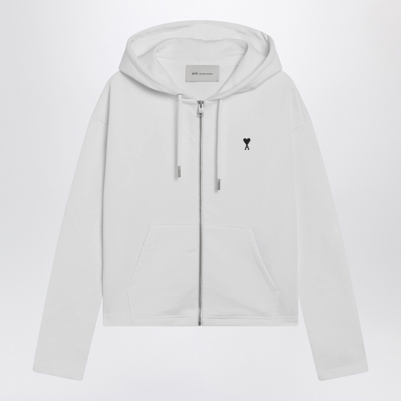 AMI Ami Paris White Ami De Coeur Zip-Up Hoodie Size L / US 10 / IT 46 - 1 Thumbnail