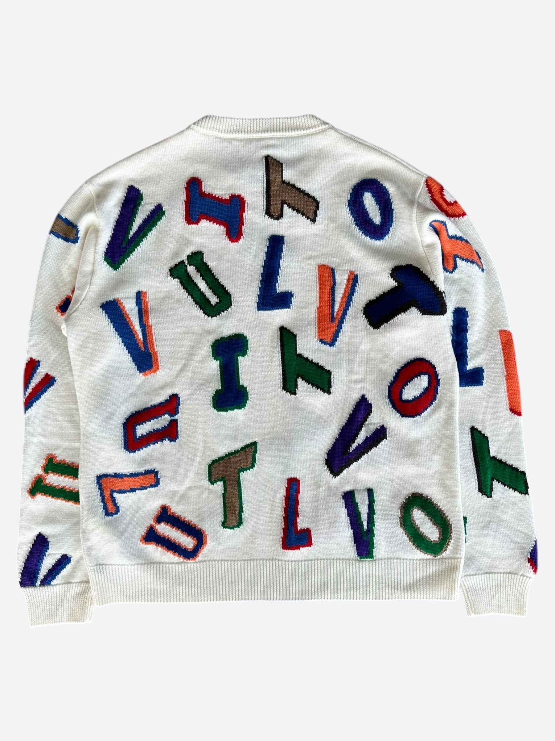 Louis Vuitton Louis Vuitton NBA White Multicolor Letter Wool Sweater Size US XL / EU 56 / 4 - 2 Thumbnail