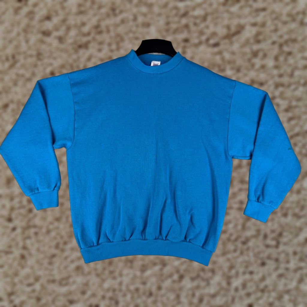 Logo 7 VINTAGE Logo 7 Sweater Shirt Mens L Blue Logo Cotton Blend 90s USA Crew Neck Pullover Knit Sweatshirt Size US L / EU 52-54 / 3 - 1 Thumbnail