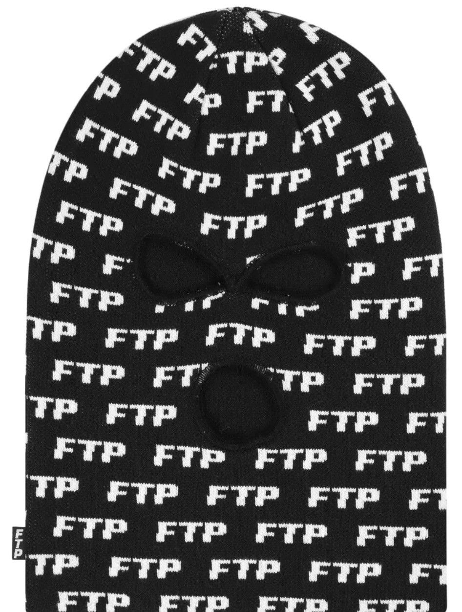 image of Fuck The Population Allover Logo Ski Mask in Black, Men's