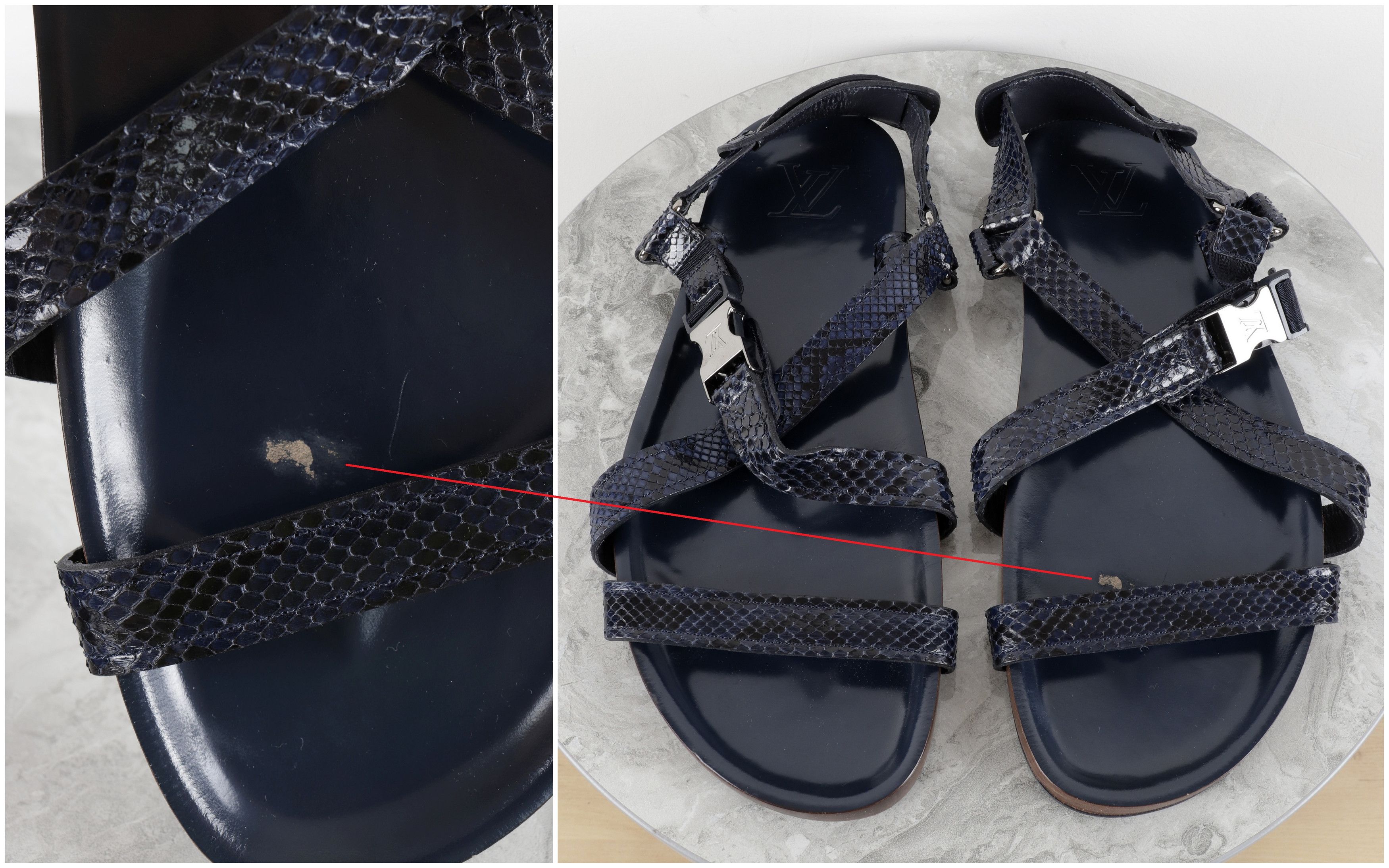 Louis Vuitton Louis Vuitton Blue Criss-Cross Sandals Size US 11.5 / EU 44-45 - 16 Thumbnail