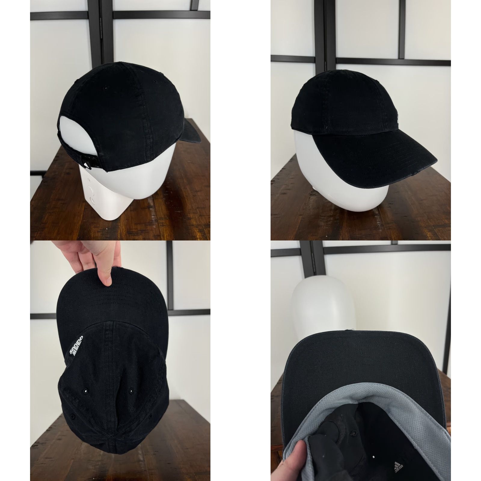 Adidas adidas Hat Cap Strap Back Adult One Size Black Cotton Poly Blend Climalite Golf Baseball Cap Mens Size ONE SIZE - 8 Thumbnail