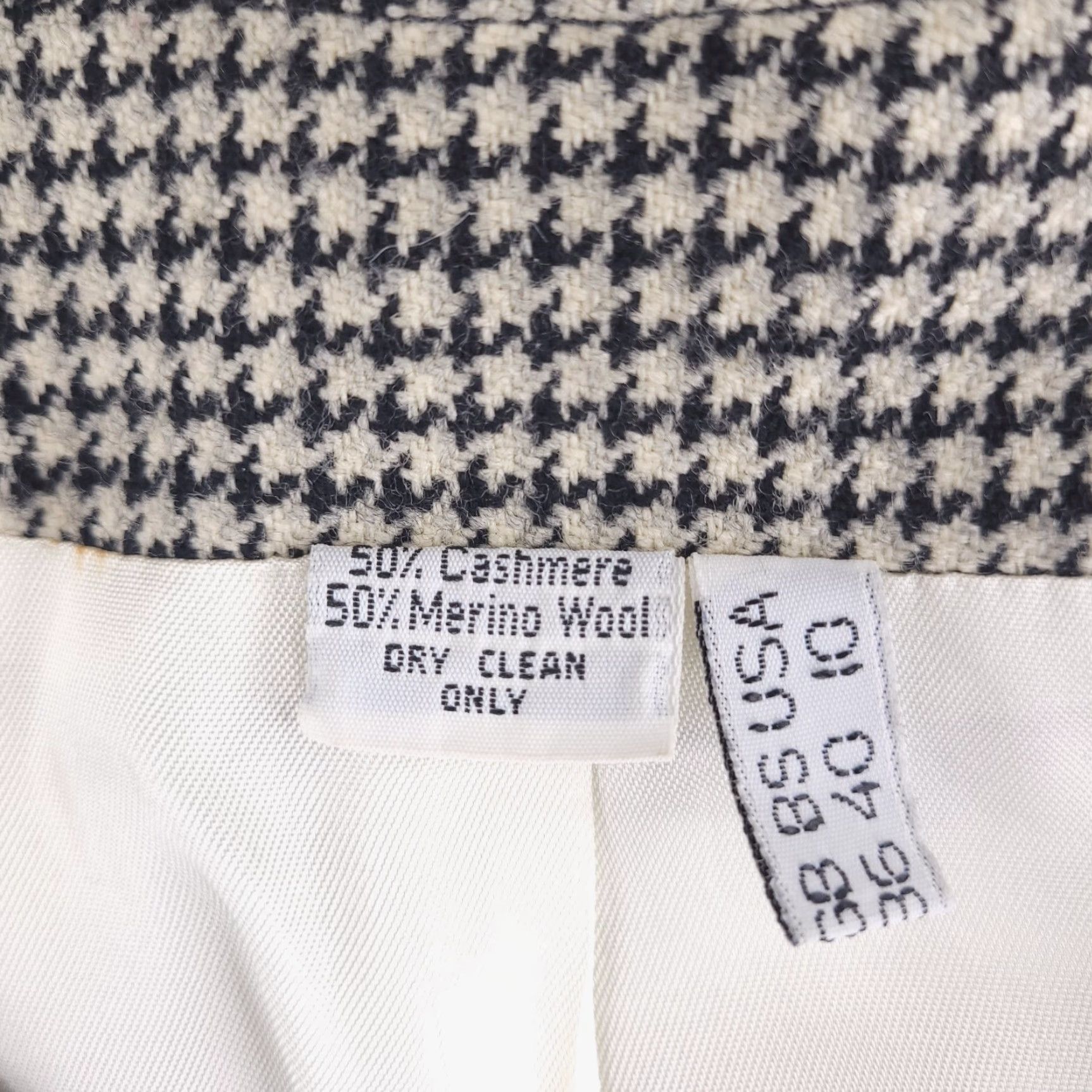 Vintage VINTAGE Jacket Womens 10 Houndstooth Cashmere Wool Blend Black White Pea Coat Womens Size L / US 10 / IT 46 - 4 Thumbnail