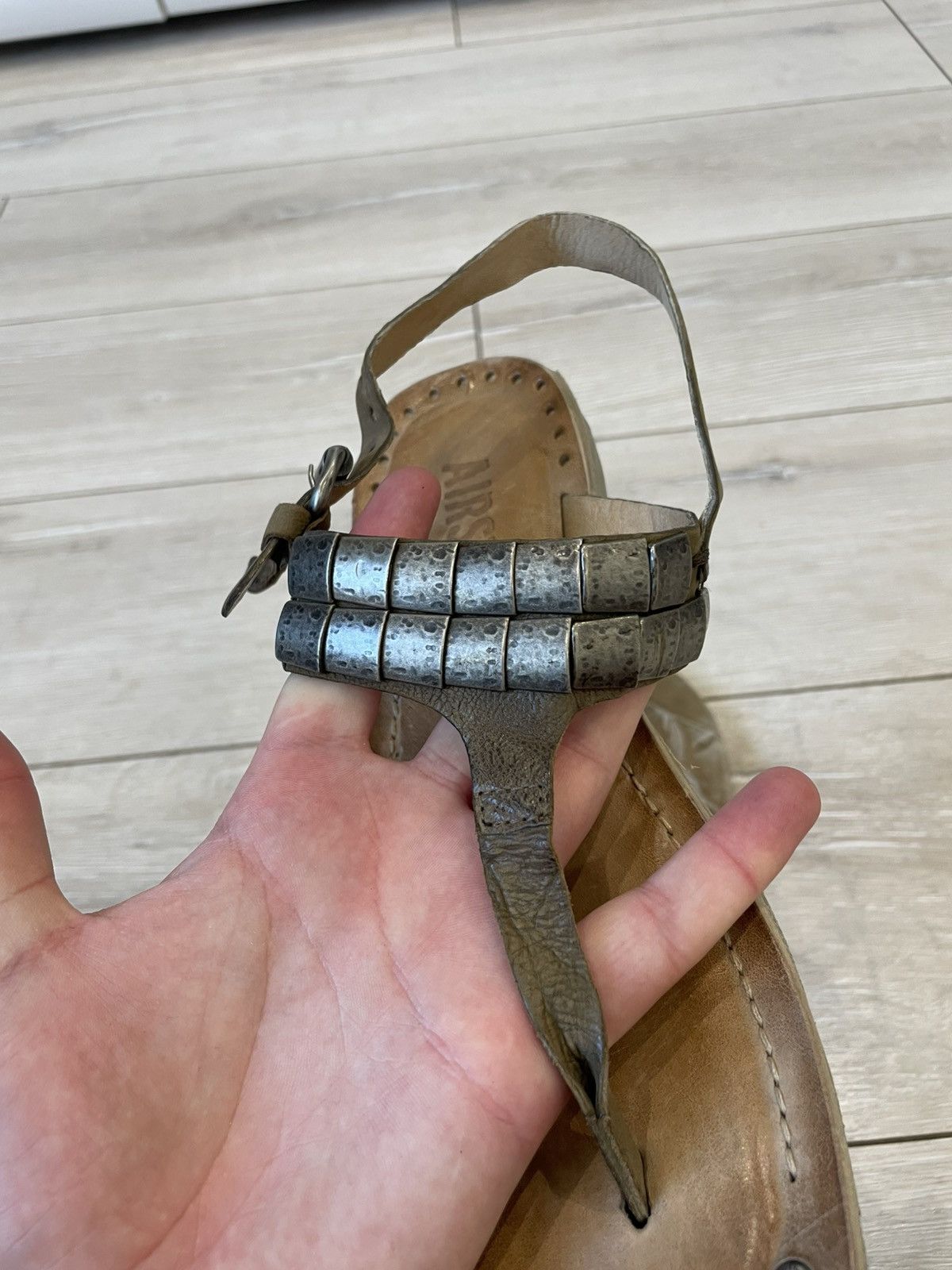 A.S.98 A.S.98 Airstep Gray Beige Silver Leather Italian Sandals Size US 9 / IT 39 - 6 Thumbnail