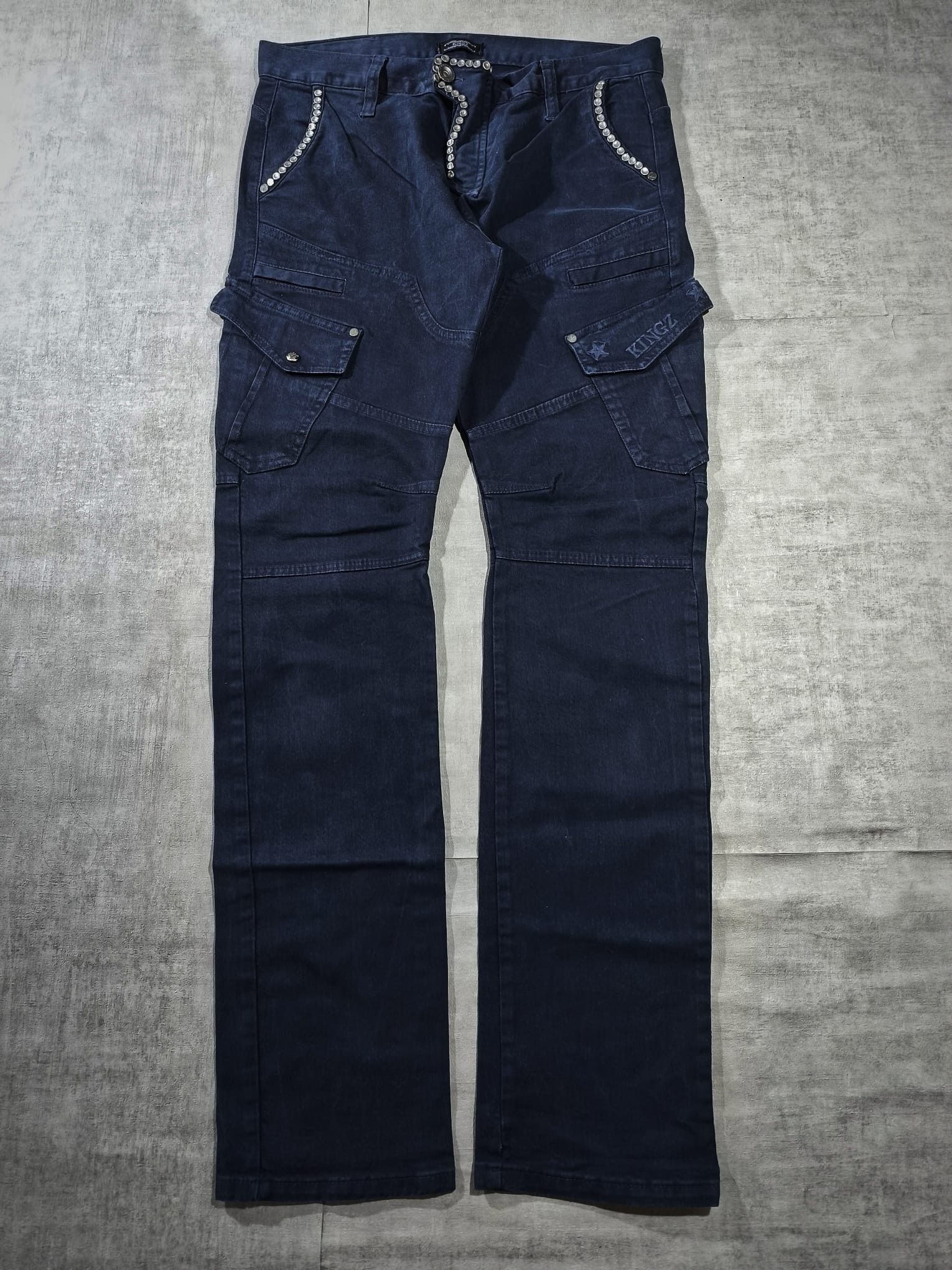 Hysteric Glamour faded number nine type Kingz studded military cargo jeans Size US 34 / EU 50 - 3 Thumbnail