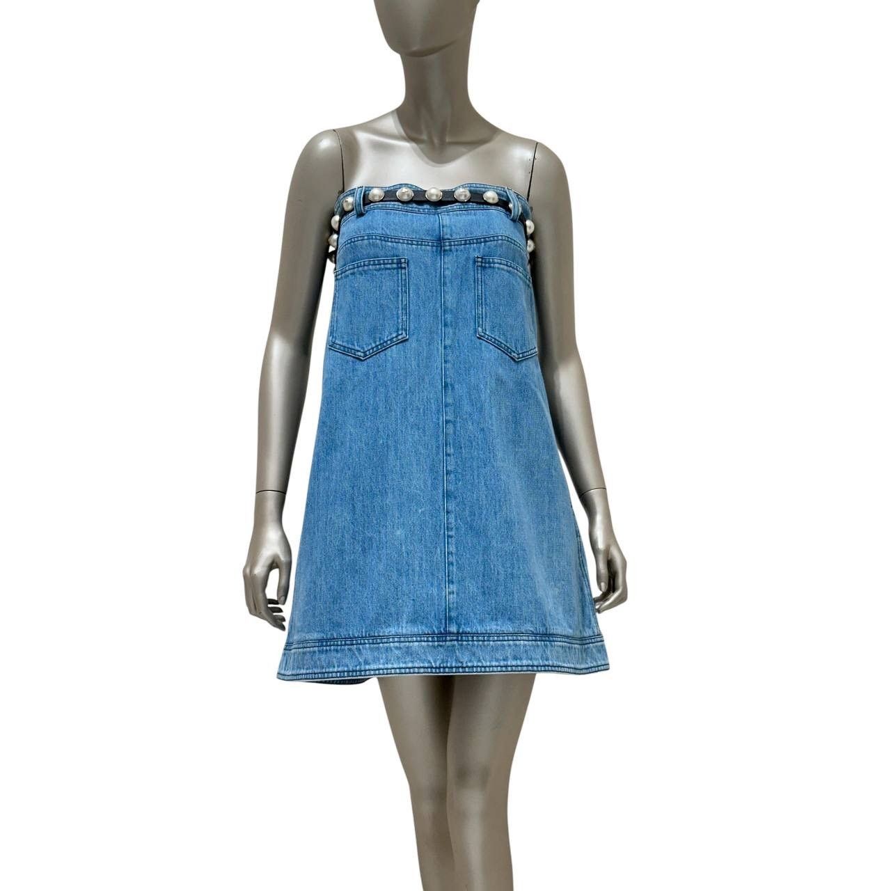 Chanel Chanel 2013 Strapless Denim Pearl Belt Dress with Sz. 38 Size S / US 4 / IT 40 - 1 Thumbnail