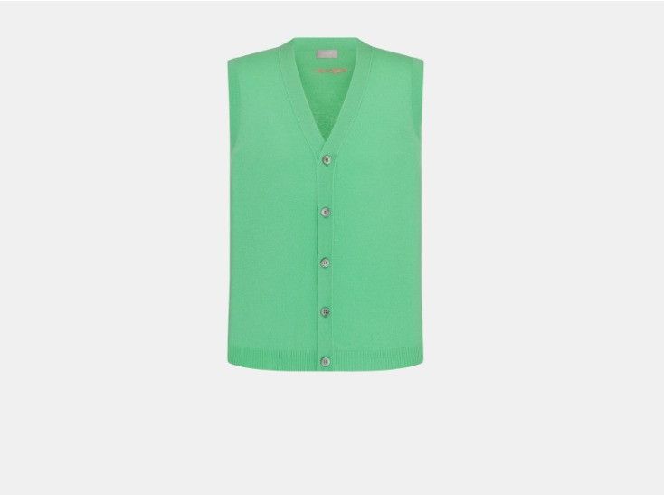 Dior o1w1db11025 513M203 Wool & Cashmere Sweater Vest in Green Size US L / EU 52-54 / 3 - 1 Thumbnail