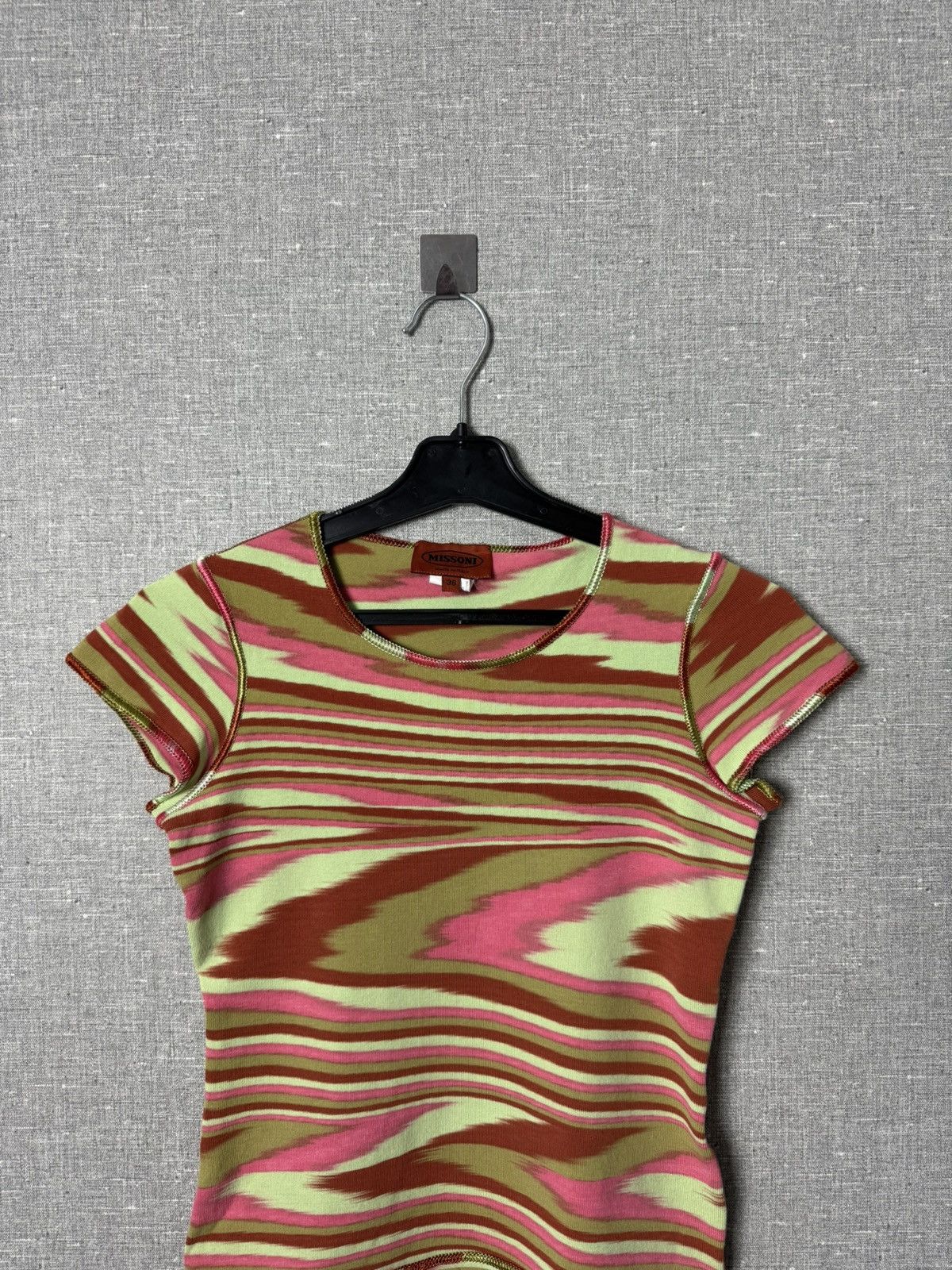 Missoni Missoni Multicolor Wave Stripe Knit Top Ribbed Fitted Tee Size XS / US 0-2 / IT 36-38 - 2 Thumbnail