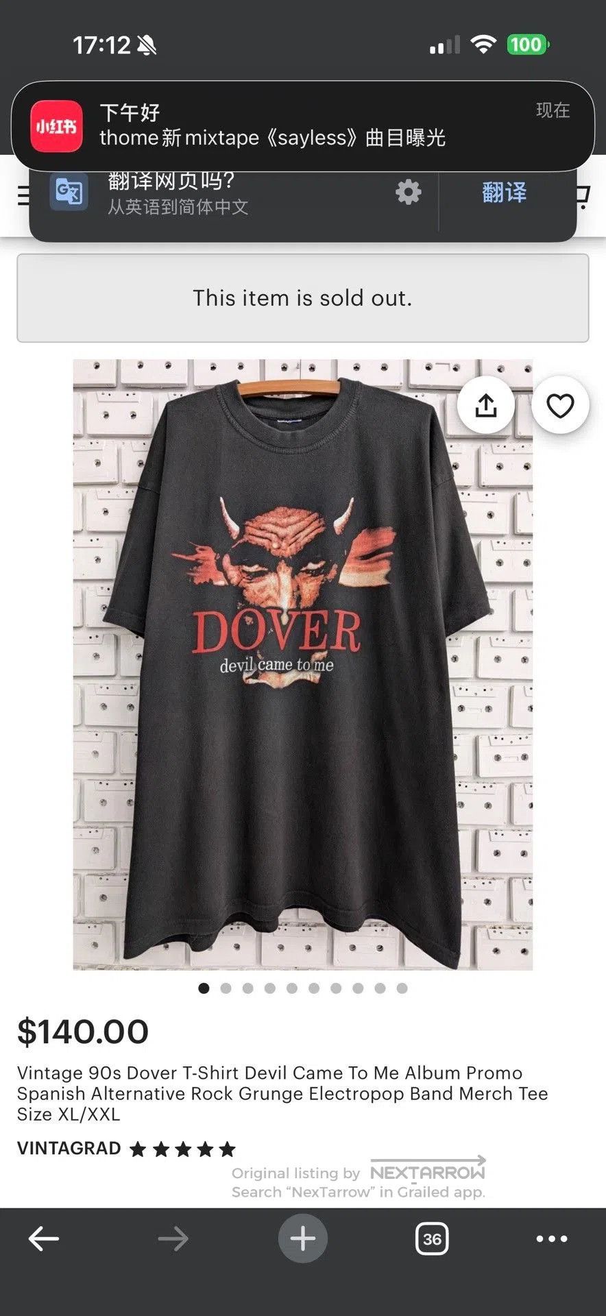 Vintage Vintage 90s Dover Longsleeve Band Tee. Size US L / EU 52-54 / 3 - 8 Thumbnail