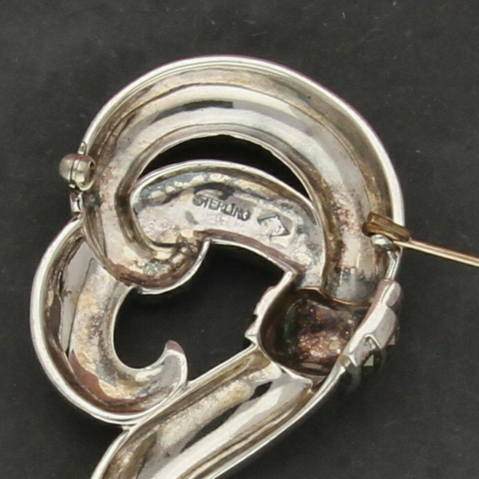 Sterling Silver judith jack sterling silver marcasite studded scroll brooch Size ONE SIZE - 3 Thumbnail