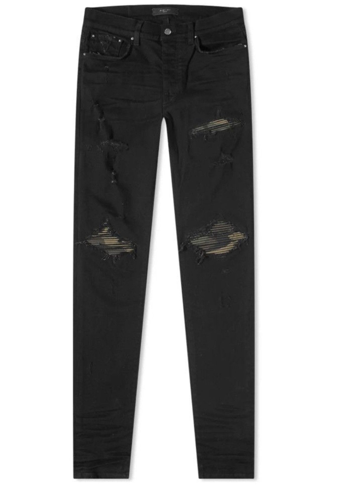 Amiri o1gr1nt0924 Leather Camo Mx1 Jeans in Aged Black Size US 29 - 3 Thumbnail
